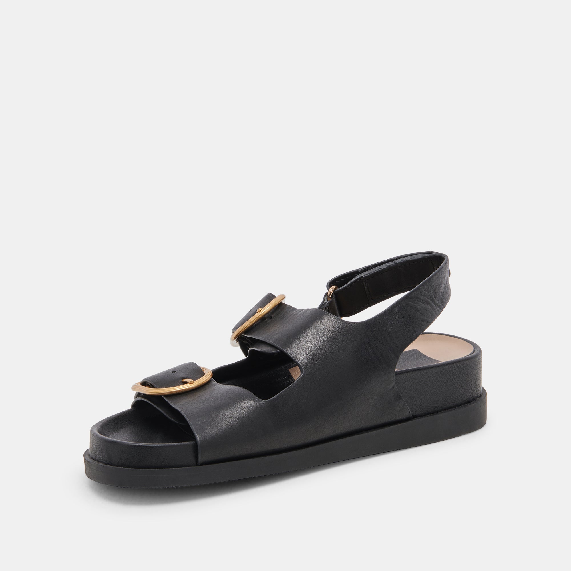 STARLA Women's Black Leather Sandals - Comfortable & Stylish Casual Footwear for Summer, Beach, and Everyday Wear