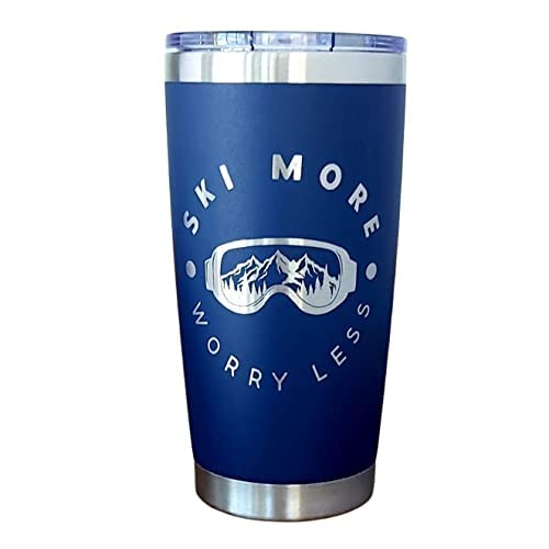 20oz Insulated Coffee Tumbler for Skiing - Navy Blue Travel Mug, Leak-Proof Stainless Steel Thermos, Perfect Ski Gift for Men | Great for Mountain Adventures, Winter Sports & Outdoor Activities