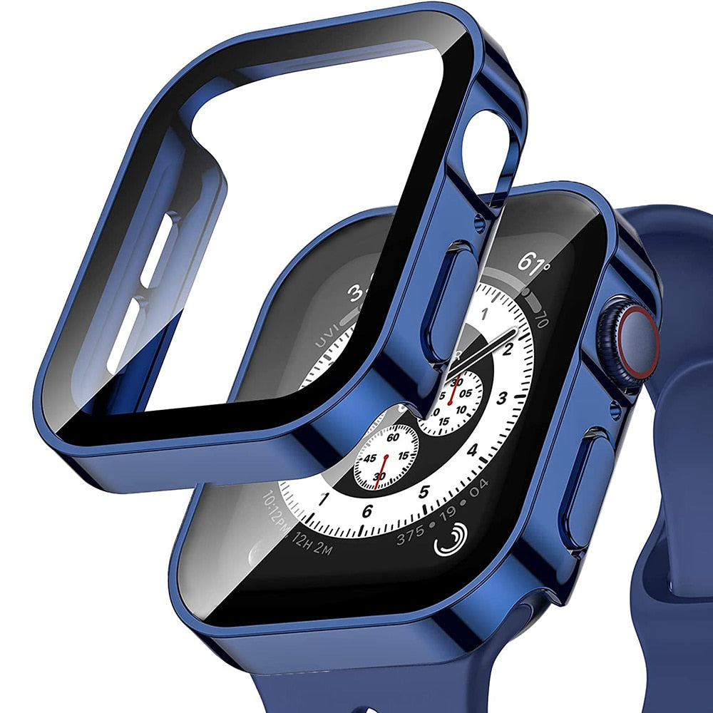 Premium Tempered Glass Screen Protector + Protective Case for Apple Watch Series 8/7/6/SE - Shatterproof & Scratch Resistant - Perfect for Workouts, Outdoor Activities & Everyday Use