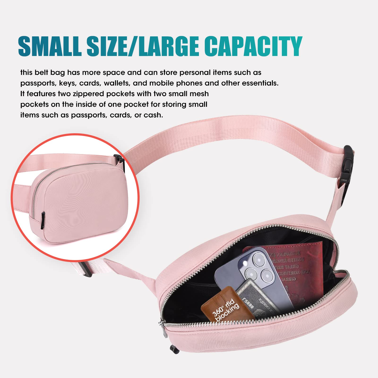 RFID Blocking Waist Pack for Women & Men - Anti-Theft Travel Money Belt, Crossbody Fanny Pack for Hiking, Running, Workout & Everyday Use - Secure & Stylish for Outdoor Activities & Daily Commute