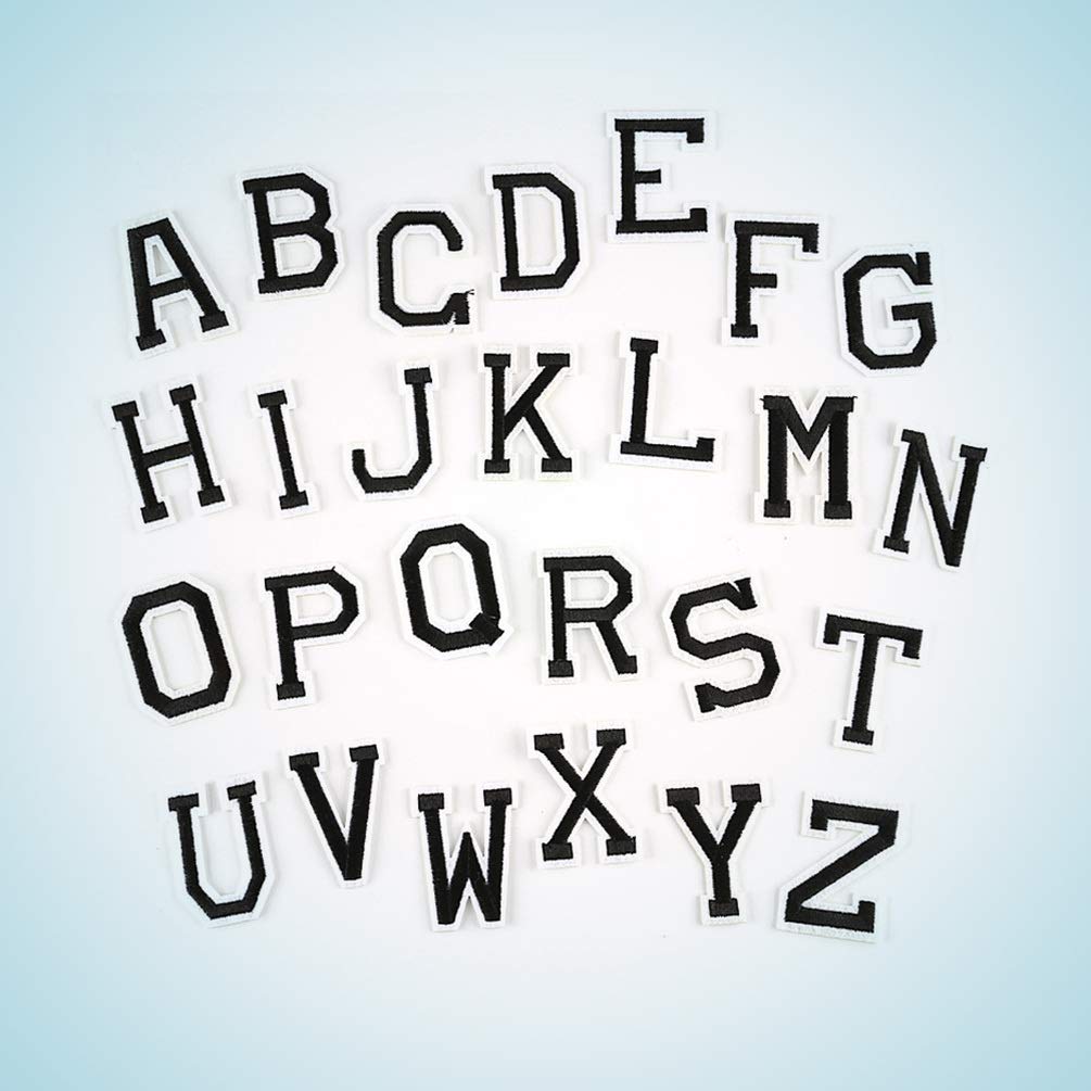 Healifty 26pcs White Alphabet Letter Stickers - DIY Sewing Applique Patches for Shoes, Clothes & Crafts - Perfect for Kids' Shoe Decoration & Personalized Clothing Projects