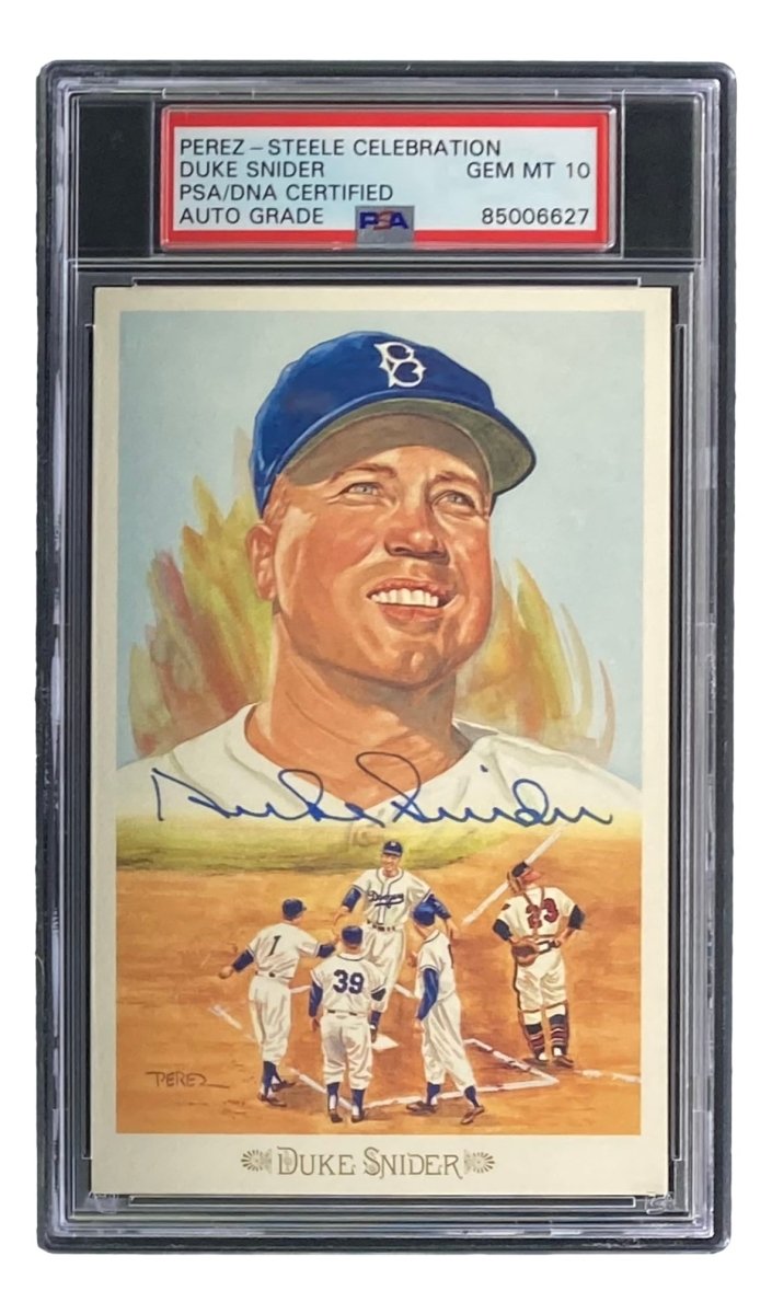 Duke Snider Autographed Dodgers 4x6 Perez Steele Postcard - PSA/DNA Certified Gem MT 10 - Perfect for Baseball Memorabilia Collections & Sports Fan Gifts