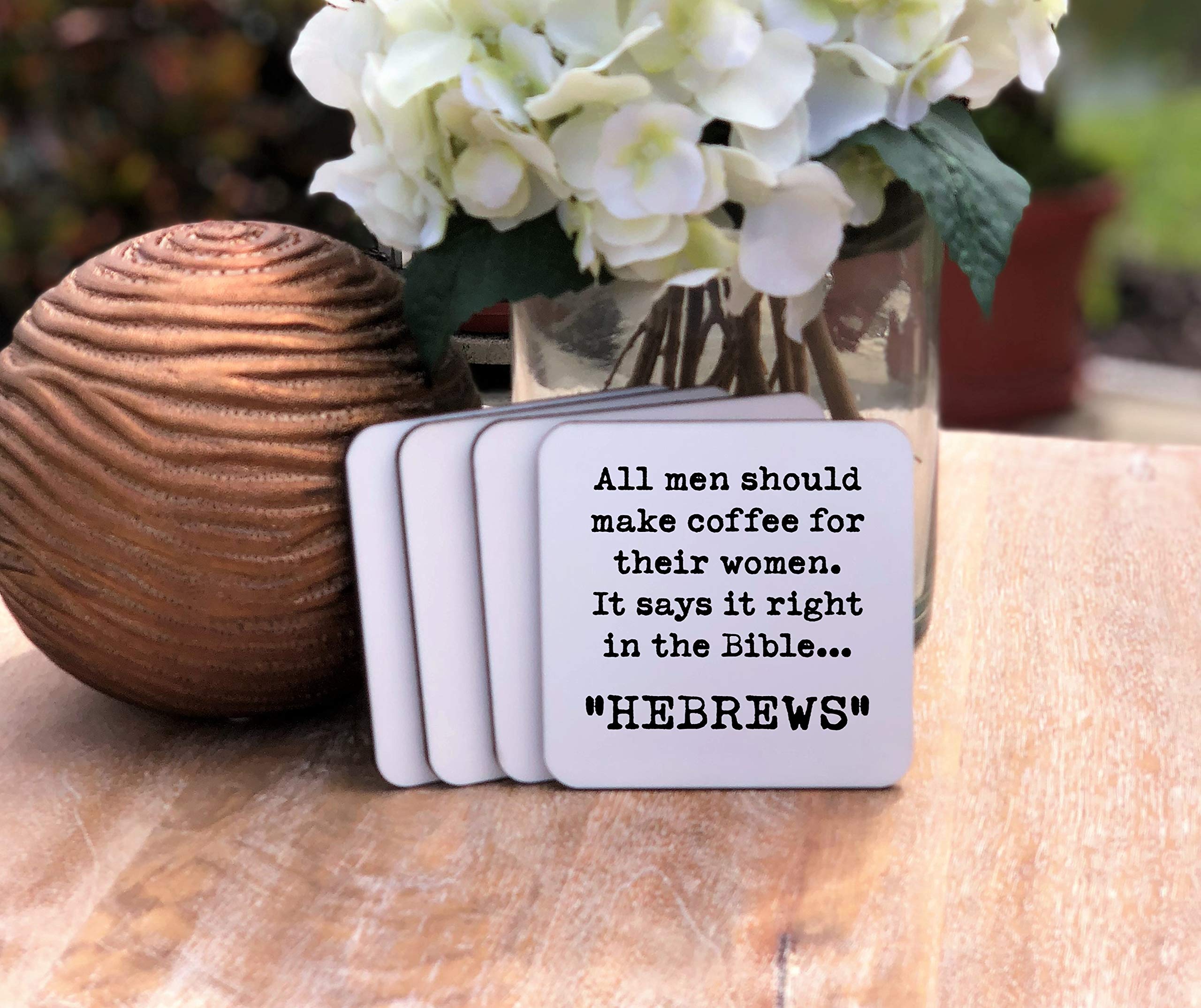 Hebrews Coffee Coasters for Women - Elegant Ceramic Coasters Set of 4 - Perfect for Home, Office & Gifts - Protect Your Table in Style
