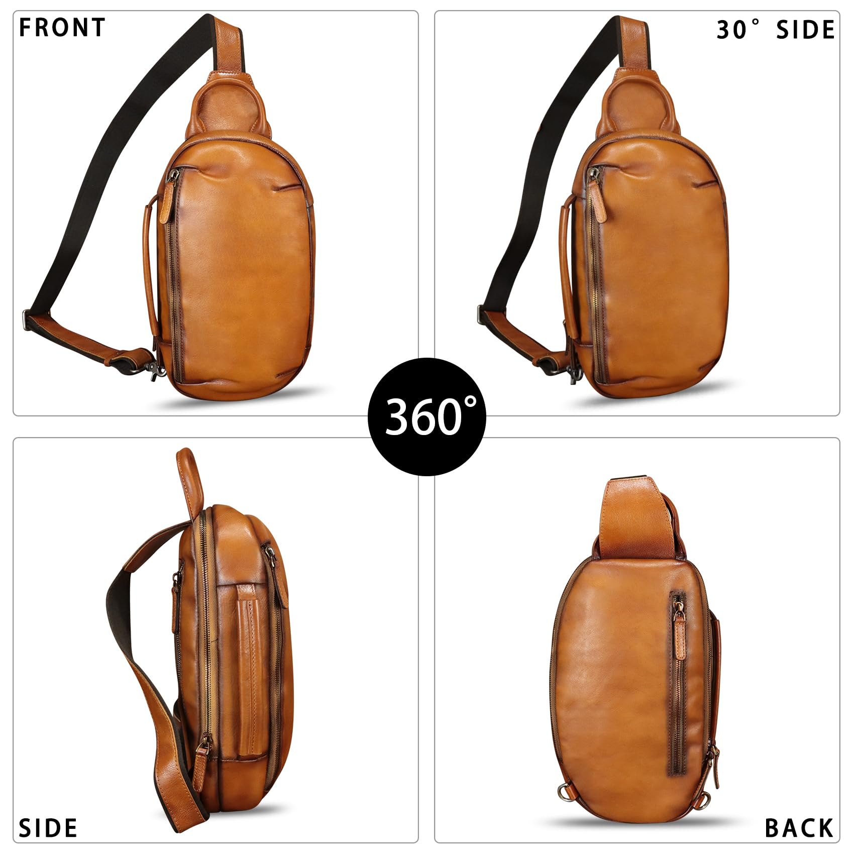 Genuine Leather Crossbody Sling Bag - Hand Painted Retro Shoulder Bag for Women & Men | Perfect for Travel, Work, and Everyday Use