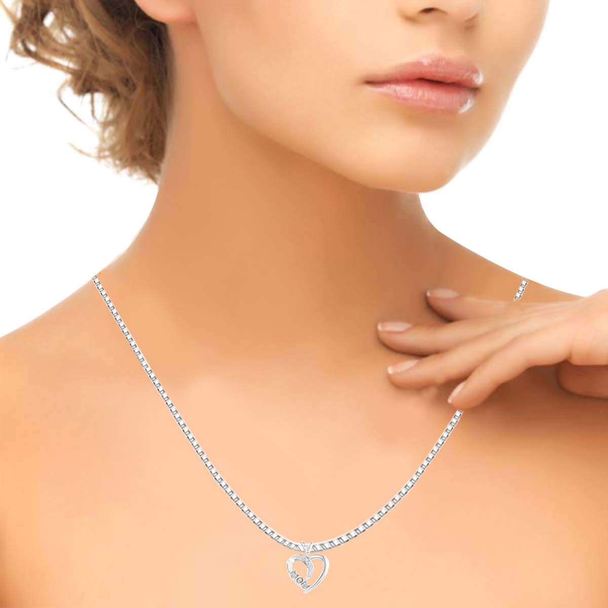 0.005 Carat Diamond Heart Pendant Necklace - 10K Gold Prong Setting with 18