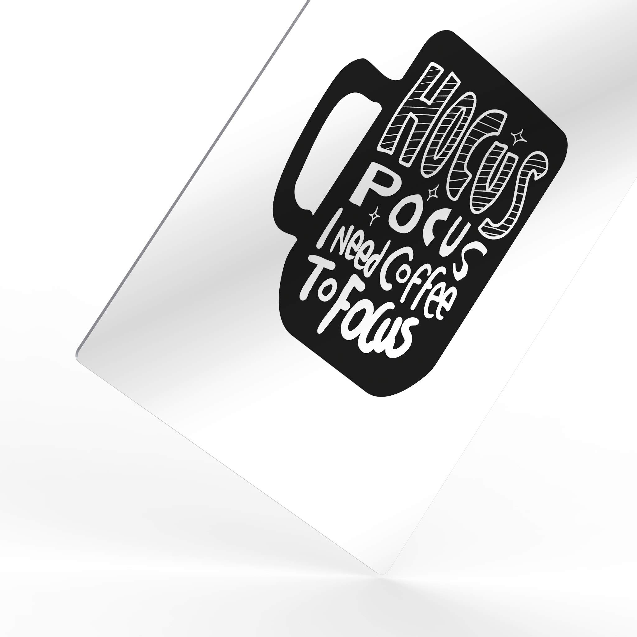 Hocus Pocus I Need Coffee to Focus - Black and White Coffee Mug Metal Wall Art Print - 36x24 Inch Coffee Bar & Kitchen Decor - Perfect for Dining Rooms, Restaurants & Coffee Shops - Unique Gift Idea for Coffee Lovers