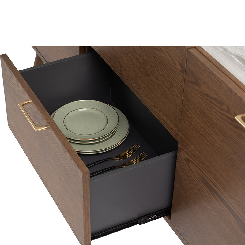BREDA 160cm Walnut Sideboard Buffet - Modern Dining Room Storage Cabinet for Kitchen, Living Room & Entryway Organization