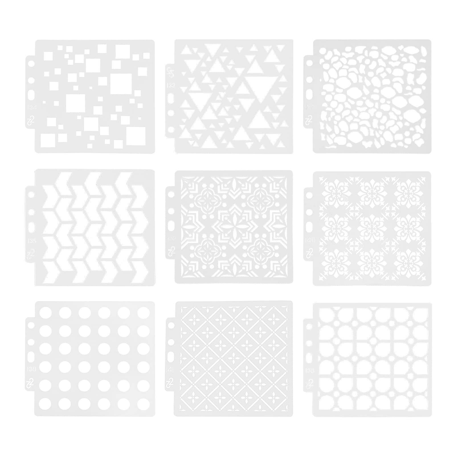 9Pcs Reusable Painting Stencils Set - DIY Hollow Drawing Templates for Notebook, Diary & Scrapbook - Perfect for Art Projects, Bullet Journaling & Home Decor