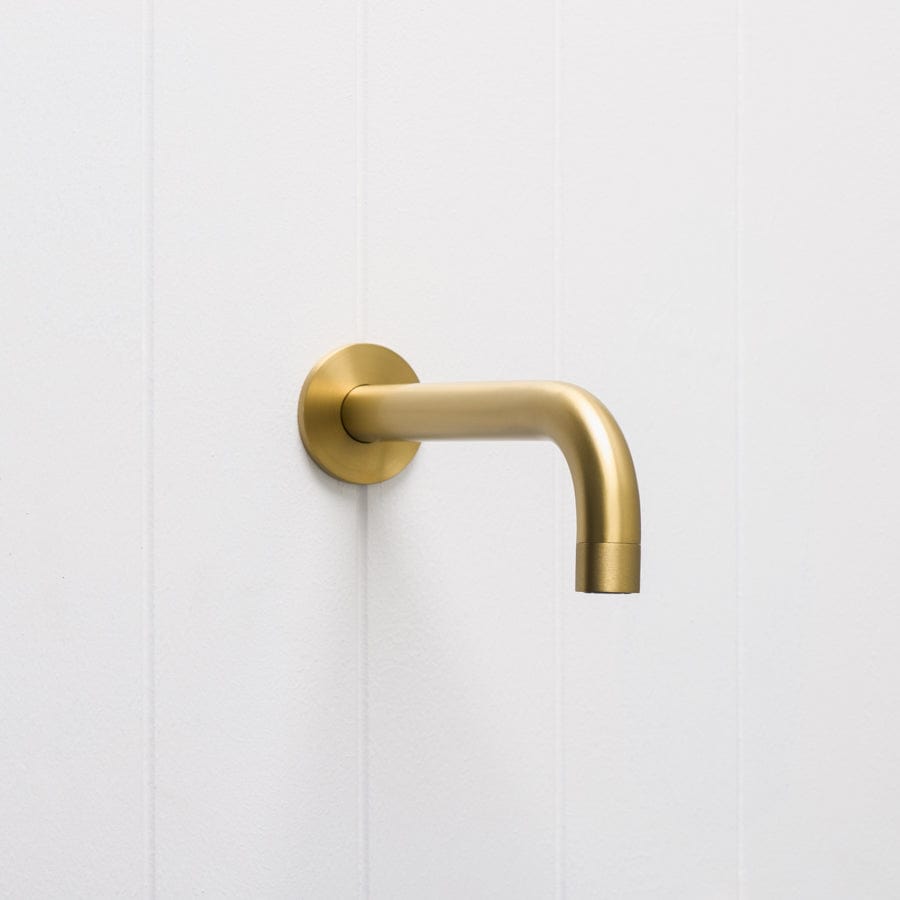 Sydney Wall Spout Brushed Brass - Premium Bathroom Faucet for Modern Sink & Vanity - Perfect for Home, Hotel, and Spa Decor