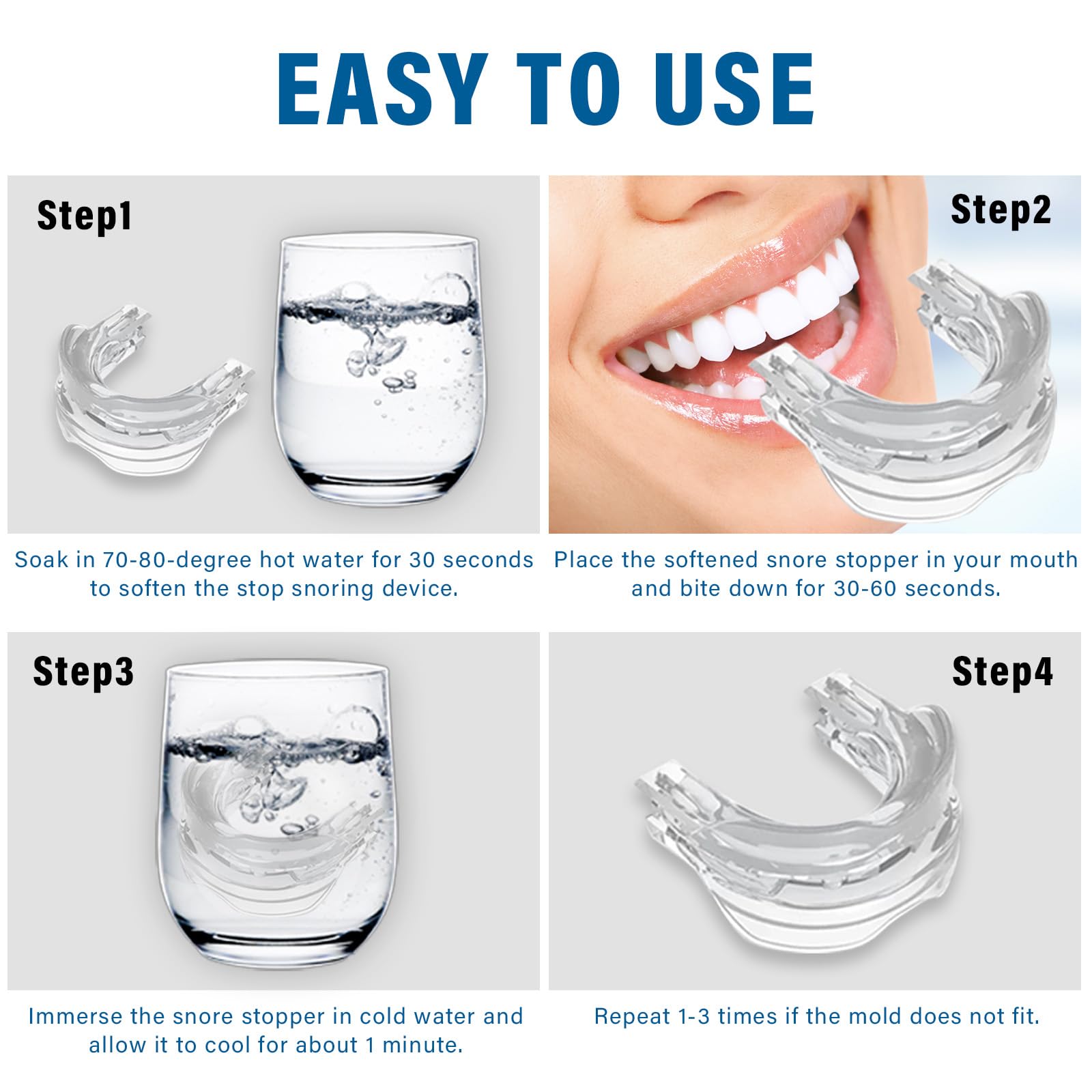 Anti Snoring Mouthpiece for Men & Women - Stop Snoring & Teeth Grinding with Comfortable Bite Splint | Safe, Effective Nighttime Solution for Better Sleep & Oral Health | Perfect for Travel & Home Use