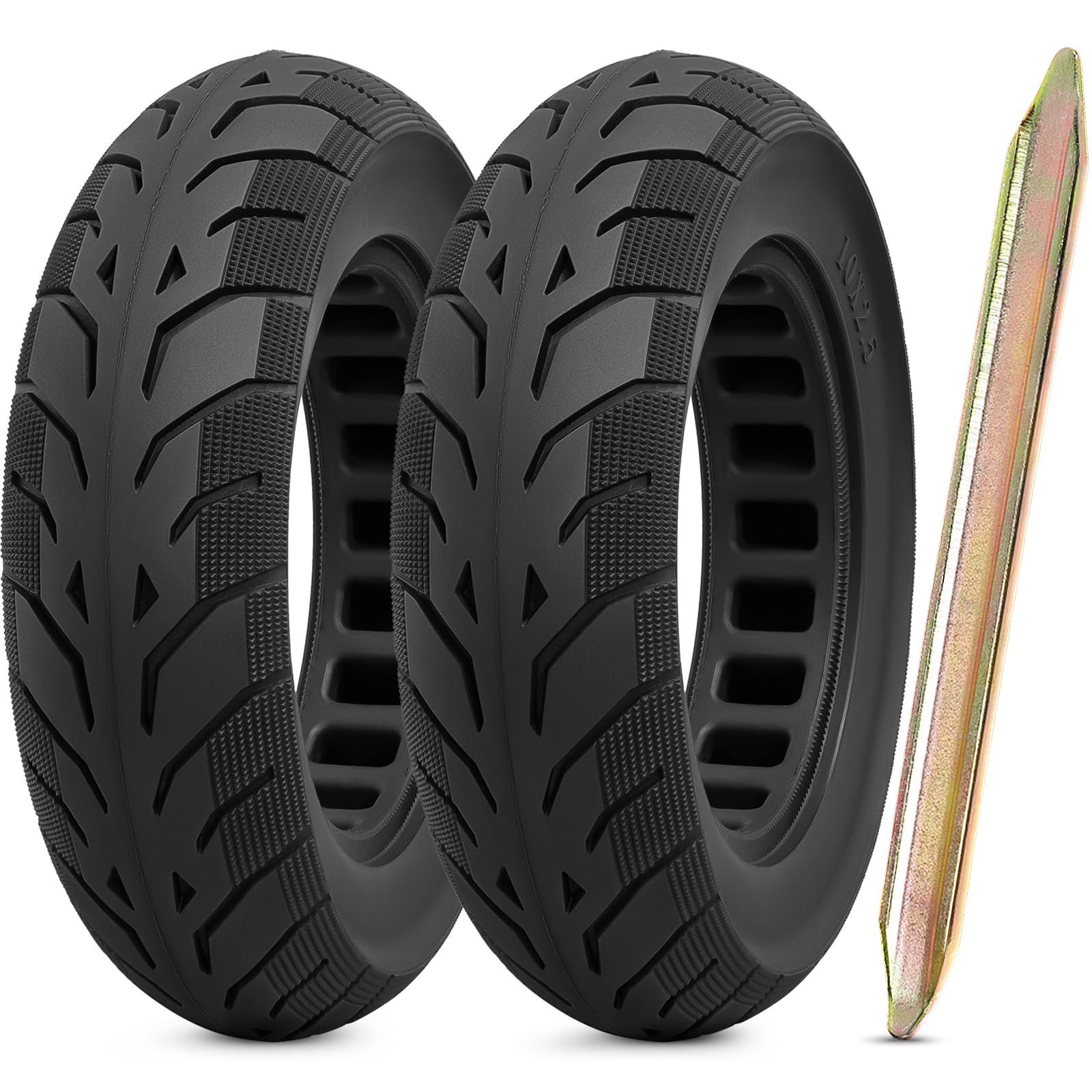 2Pcs 10x2.5 Inch Solid Rubber Tires for Electric Scooter - Replacement Wheels Compatible with Ninebot/Segway Max G30, Hiboy S2 Pro - Durable No-Flat Tires for Commuting & Urban Riding (P-T010)