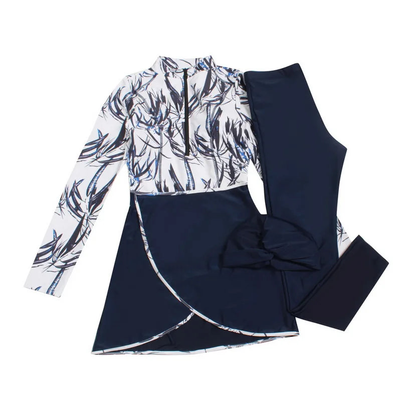 2024 Women's Modest 3-Piece Islamic Burqini Swimwear Set - Long Sleeve Swimsuits with Headscarf in 7 Colors | Halal Beachwear for Swimming, Surfing & Water Activities