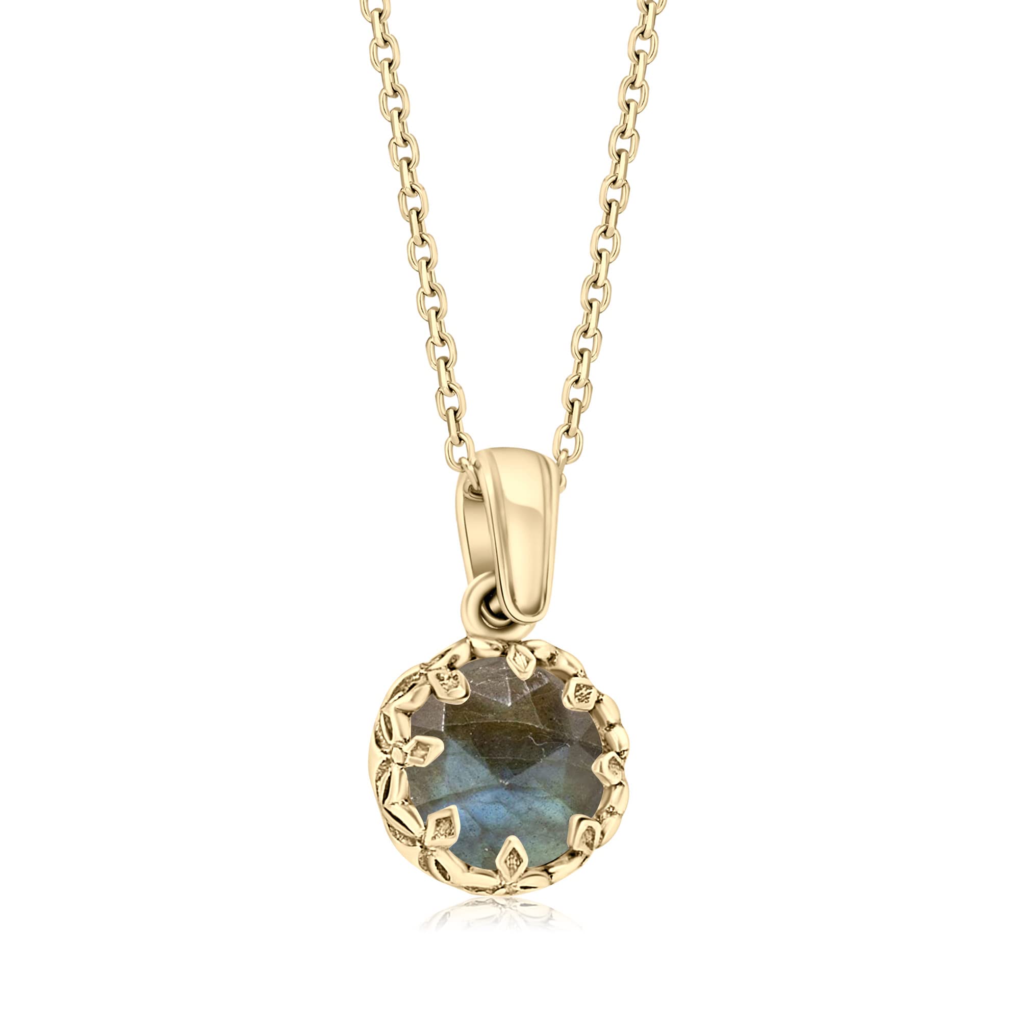 14K Gold Plated Labradorite Necklace for Women - Elegant 925 Sterling Silver Birthstone Pendant - Minimalist Gold Jewelry for Everyday Wear, Gifts & Special Occasions