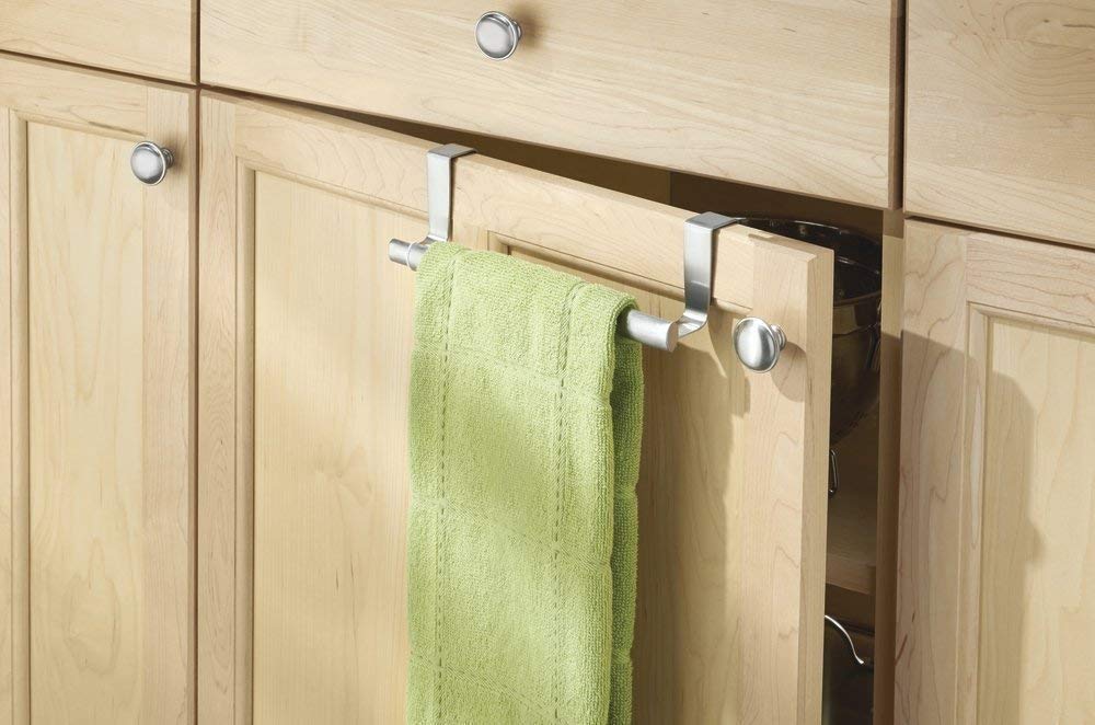 Stainless Steel Towel Holder Bar - Heavy Duty Bathroom & Kitchen Hanging Rod for Towels, Napkins, Clothes | Over Door Hook, Cabinet Storage Solution for Home Organization