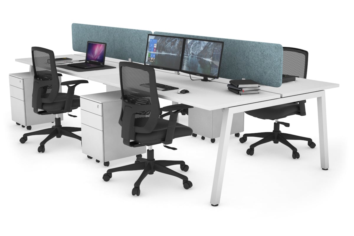 Quadro 4-Person Office Workstation Desk - 1600L x 700W Dimensions - Perfect for Team Collaboration, Open Office Spaces & Shared Workstations