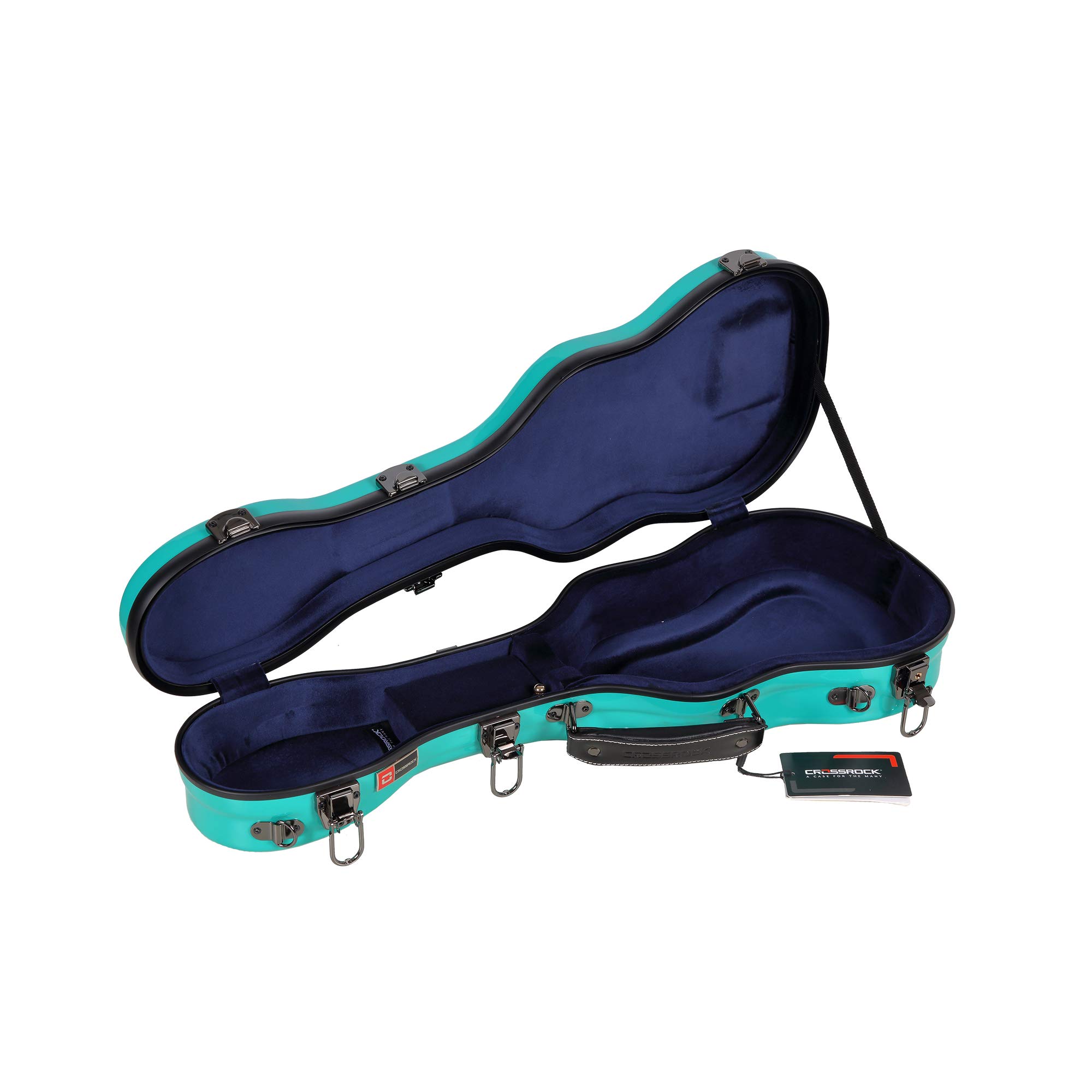 Crossrock Thick Padded Hardshell Fiberglass Concert Ukulele Case - Turquoise Blue - Perfect for Travel, Performances & Ukulele Protection