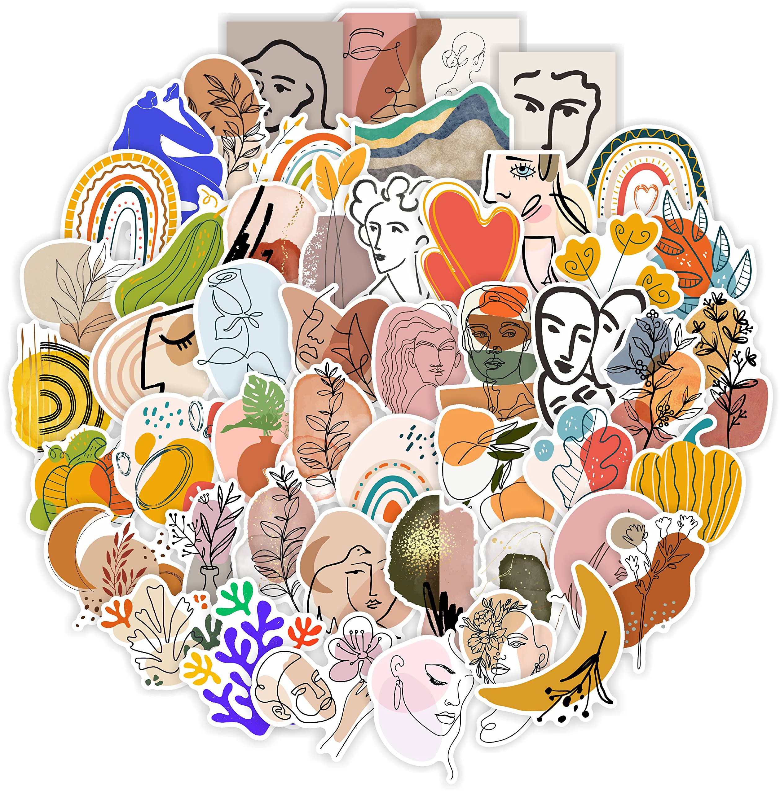 100 Pcs Aesthetic Boho Stickers - Waterproof Vinyl Decals for Water Bottles, Laptops, Phones, Journals | Scrapbooking Supplies for Teens, Girls & Adults | Perfect for DIY Crafts, Bullet Journals & Gift Decorations