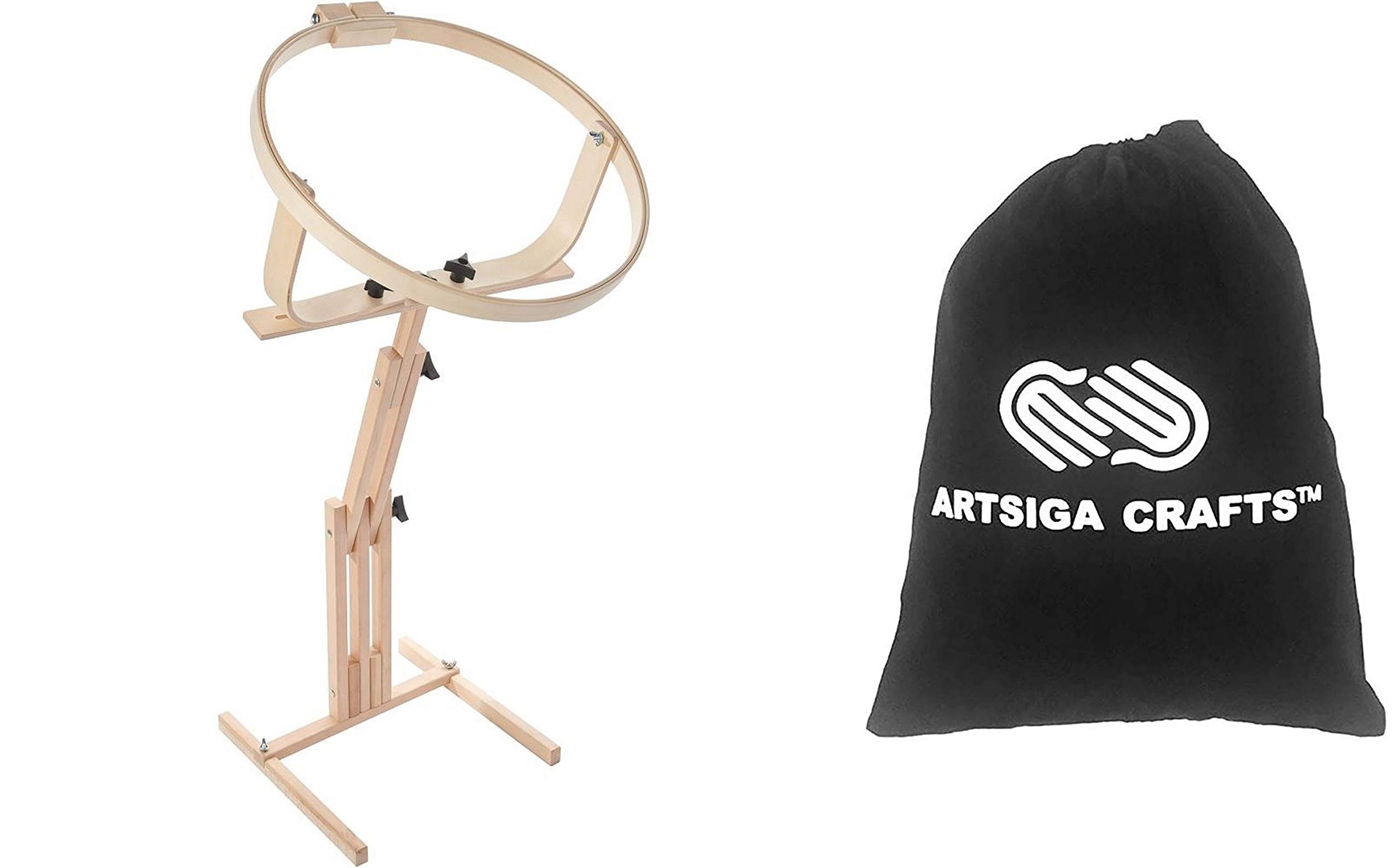 Frank A. Edmunds Quilter's Wonder Hoop & Floor Stand with Small Project Bag - Premium Embroidery Hoop for Quilting, Sewing & Crafting - Perfect for Home DIY Projects & Professional Use
