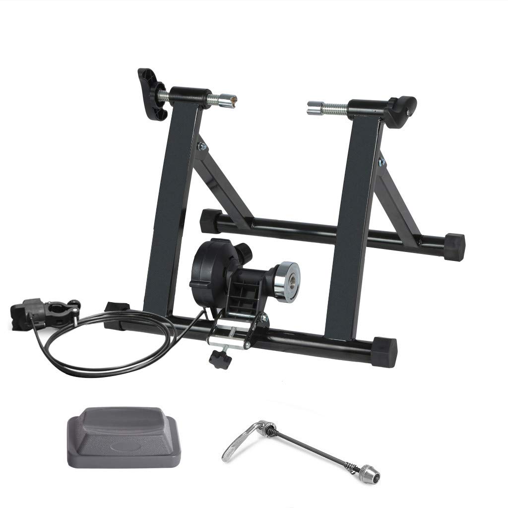 Magnetic Bike Trainer Stand for Indoor Cycling - Adjustable Resistance Exercise Bike Stand for Road & Mountain Bikes - Home Gym Equipment for Adults & Kids - Perfect for Winter Training & Small Space Workouts (Black)