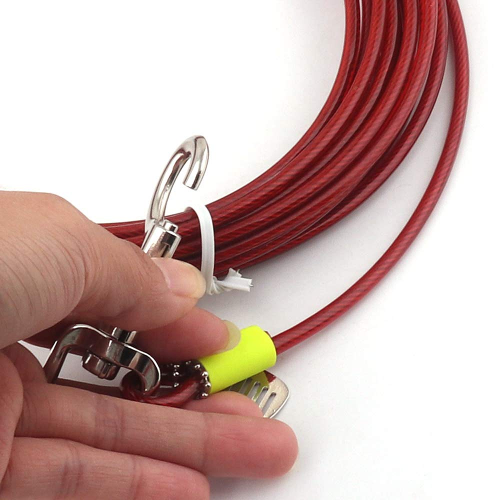 30FT Heavy Duty Dog Tie Out Cable - Strong Pet Leash for Large Dogs Up to 120LBS, Red Rope with Durable Hardware - Perfect for Outdoor Camping, Backyard, Hiking & Training (1 Pack)
