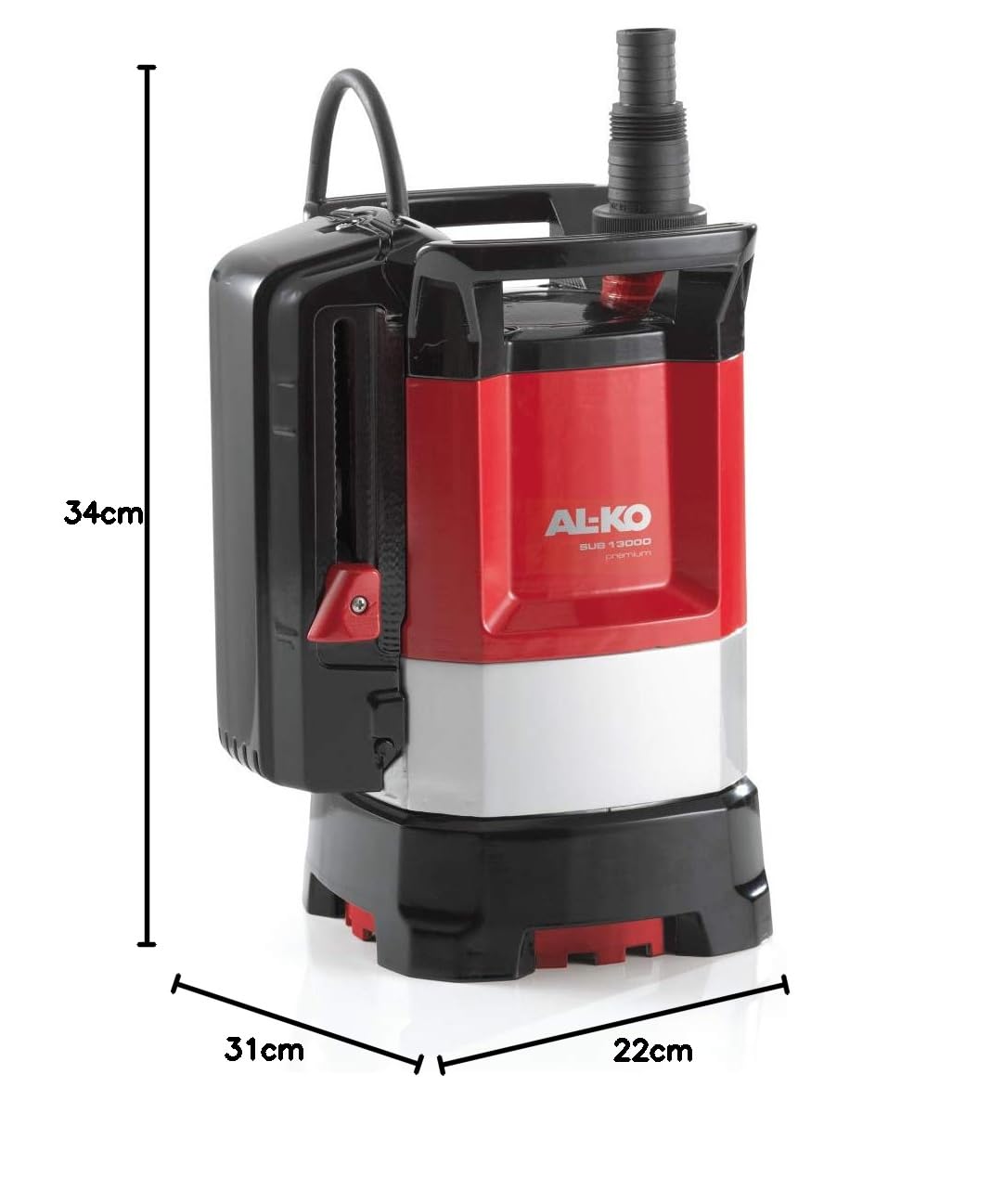 AL-KO SUB 13000 DS Premium Submersible Water Pump - 650W Power, 10500 l/h Max Flow Rate, 8m Max Head - Ideal for Pools, Fountains & Garden Drainage
