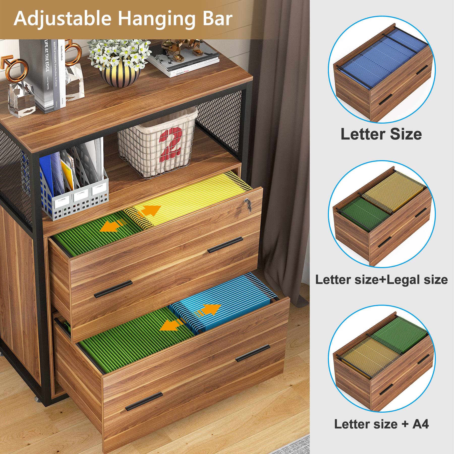 2-Drawer File Cabinet with Lock - Letter/Legal/A4 Size Metal Filing Cabinet for Office, Home, or School Organization