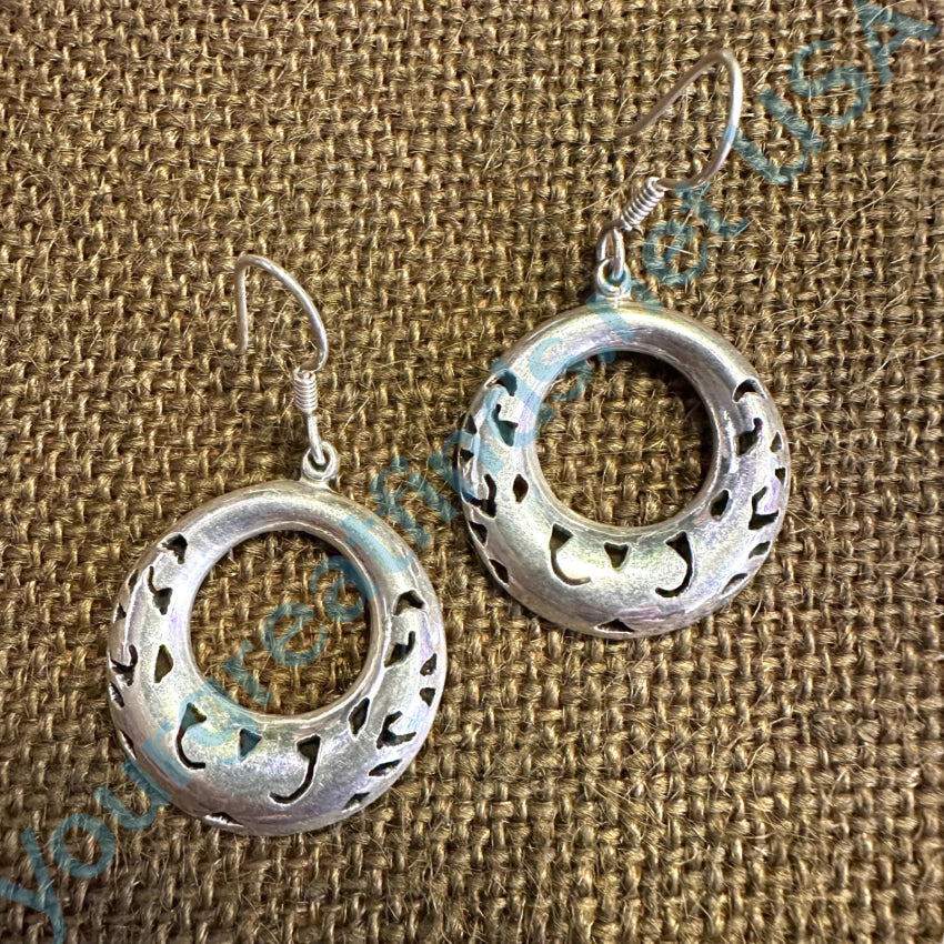 Vintage Mexican Sterling Silver Calar Hoop Earrings for Women - Handmade Pierced Dangle Earrings for Everyday Wear, Parties & Special Occasions