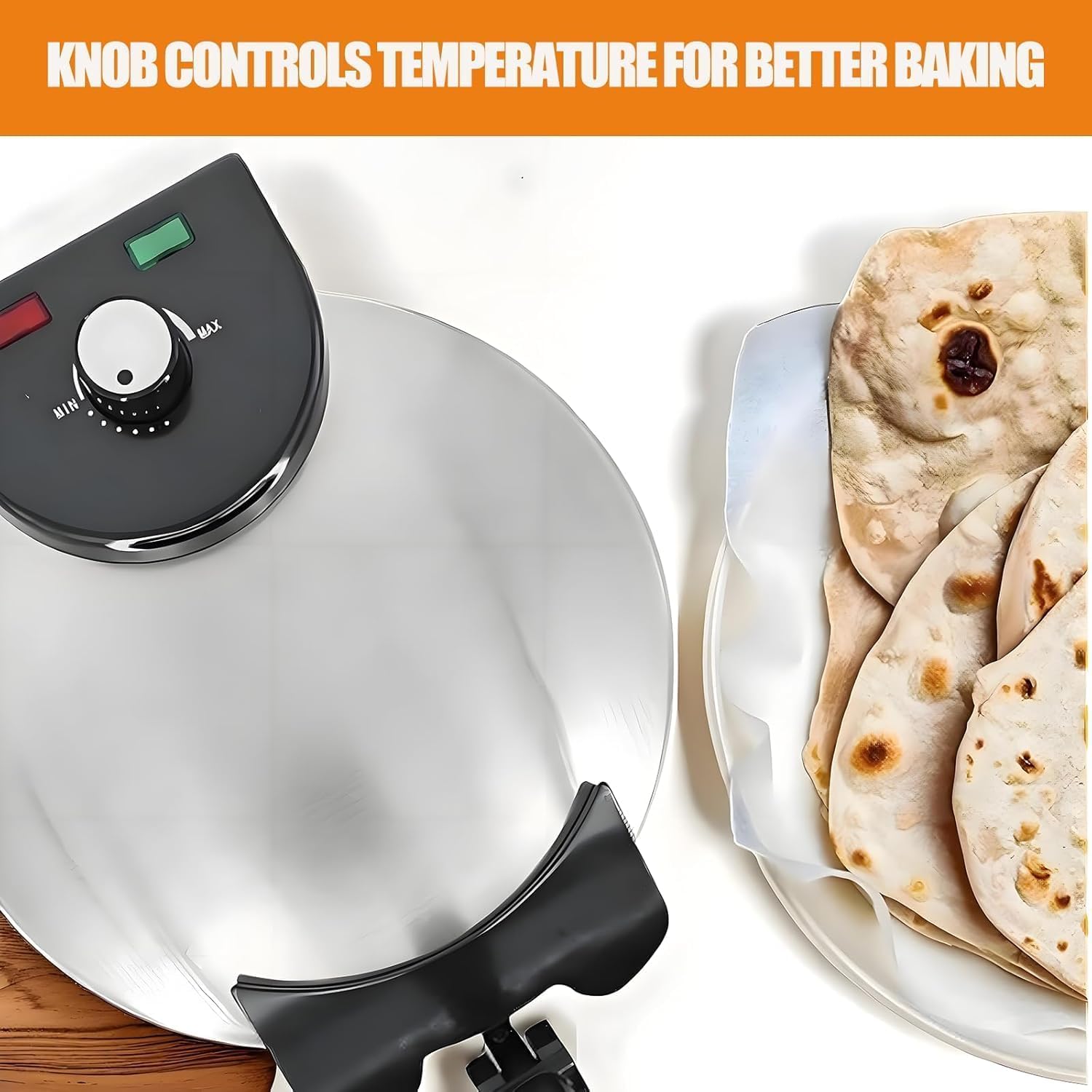Electric Roti Maker Machine - 10 Inch Stainless Steel Tortilla Press with Removable Handle | Automatic Dough Press for Chapati, Naan & Flatbread | Perfect for Home Cooking, Restaurants & Meal Prep