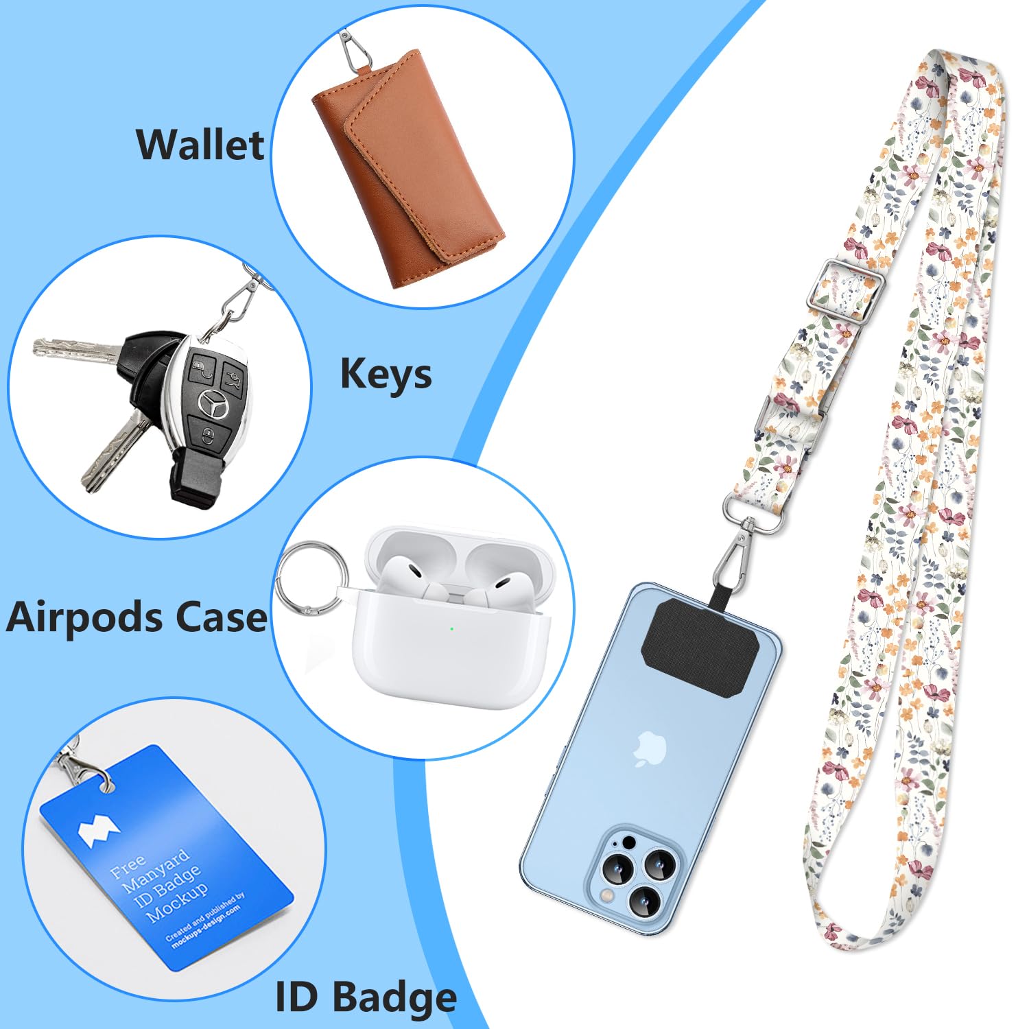 Adjustable Crossbody Phone Lanyard with Neck Strap - Secure & Comfortable Cell Phone Holder for Everyday Use, Travel, and Outdoor Activities