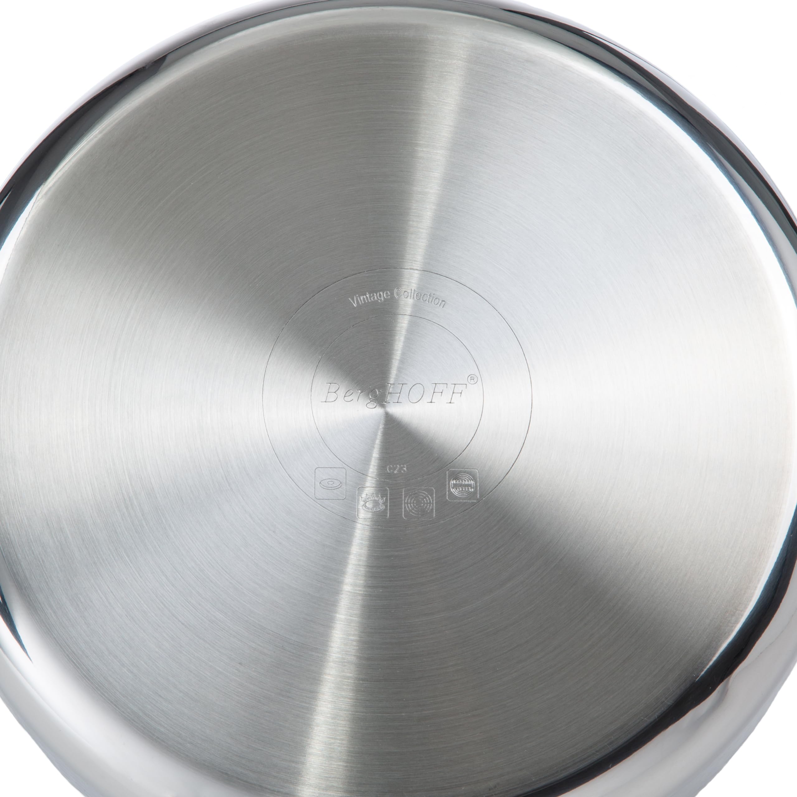 BergHOFF Vintage Tri-Ply 18/10 Stainless Steel Saucepan 3 Quart with Lid - 8 Inch Induction Compatible Cookware, Hammered Finish & Ergonomic Handle - Perfect for Soups, Sauces, and Slow Cooking