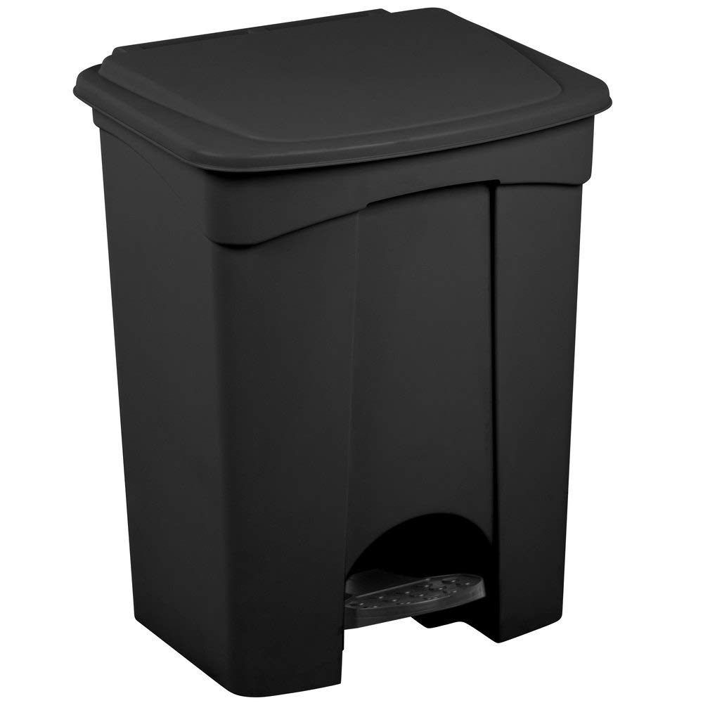 PRO&Family 72 Qt. / 18 Gallon / 68 Liter Black Rectangular Step-On Trash Can - Heavy Duty Kitchen Garbage Bin with Foot Pedal, Recycling Waste Bin for Home, Office, Restaurant & Outdoor Use