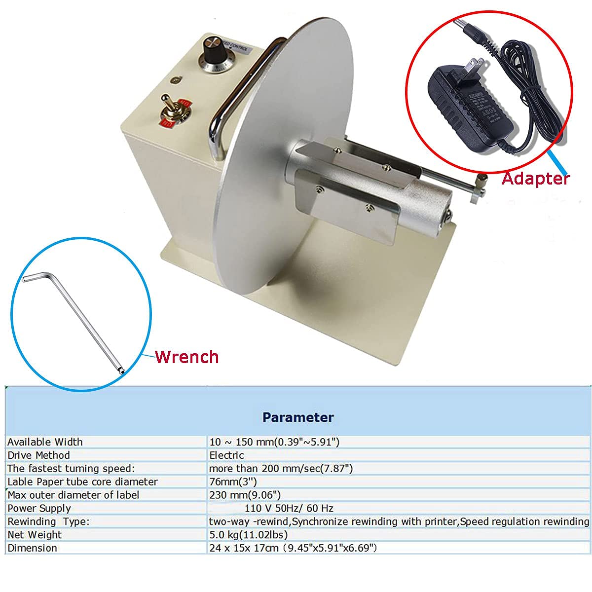 TECHTONGDA Automatic Electric Label Rewinder Machine with Speed Adjustment - 9