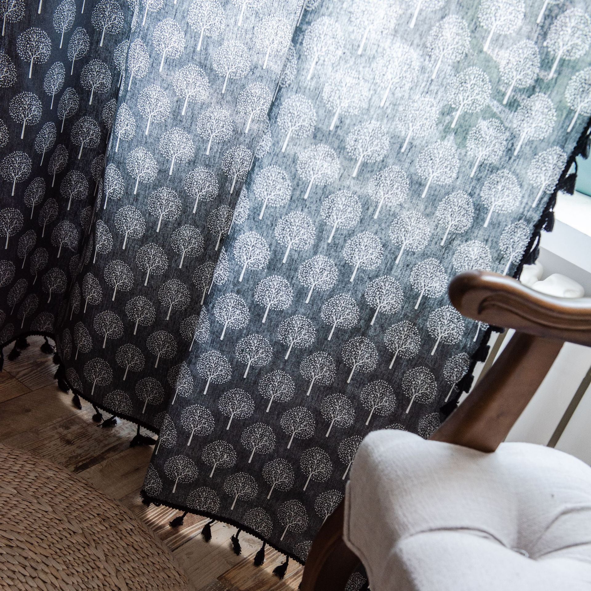 Giulia Blackout Curtains with Tree Print - Light Filtering Custom Window Drapes for Bedroom & Living Room