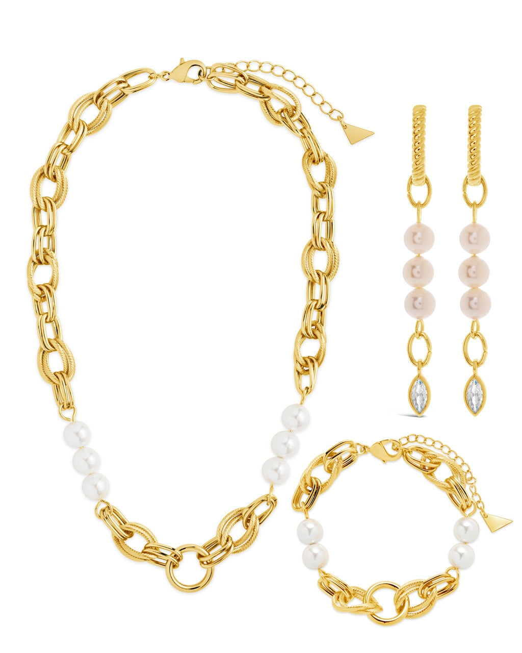 Ivanna Pearl & Chain Matching Set Jewelry - Elegant Necklace and Earrings for Women - Perfect for Weddings, Parties & Special Occasions