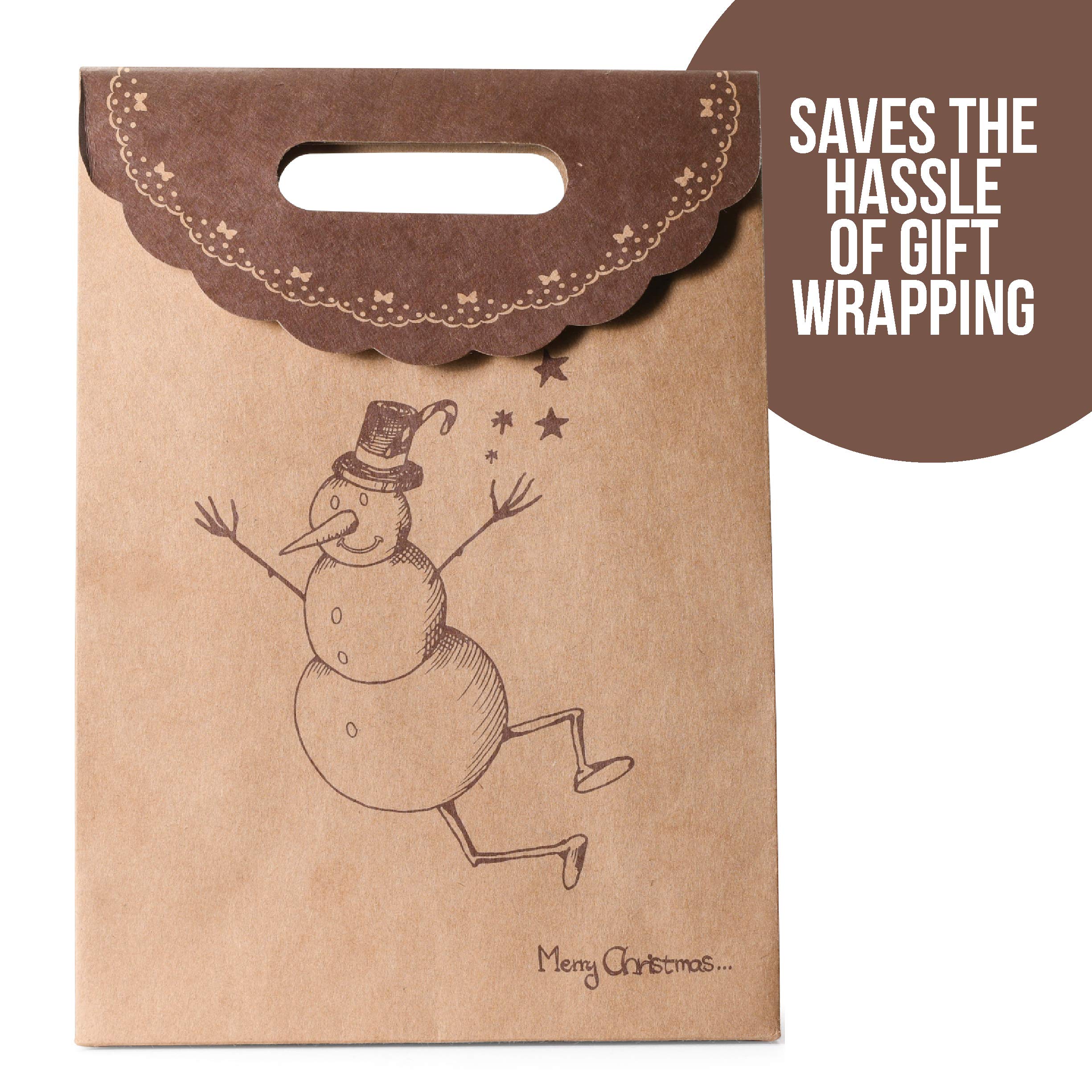 Prextex Christmas Gift Bags 12 Pack - Large Kraft Bags for Holiday Gifts & Treats - Perfect for Christmas Cookies & Party Favors