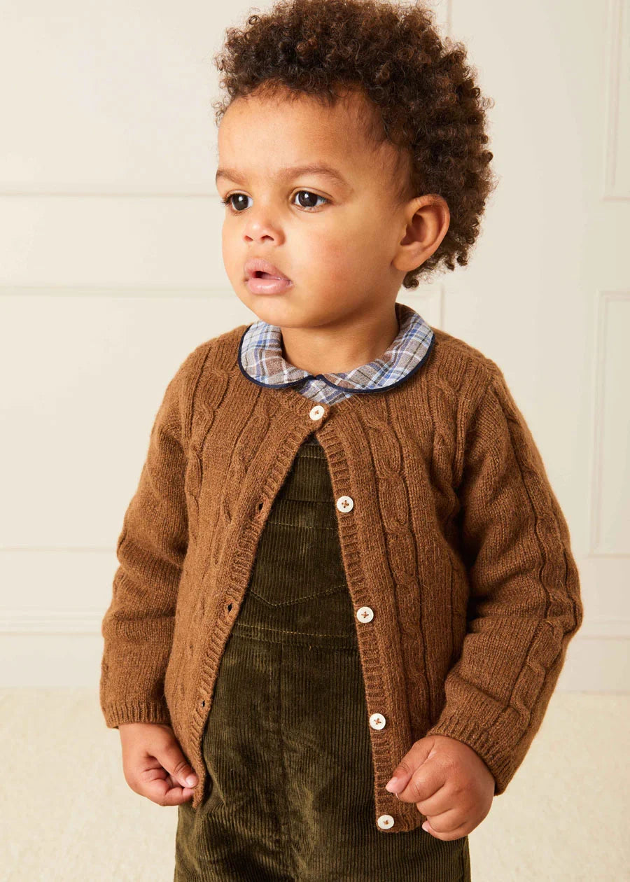 Brown Cable Knit Cardigan for Babies & Toddlers (6 Months to 3 Years) - Cozy Winter Wear for Playdates & Family Outings