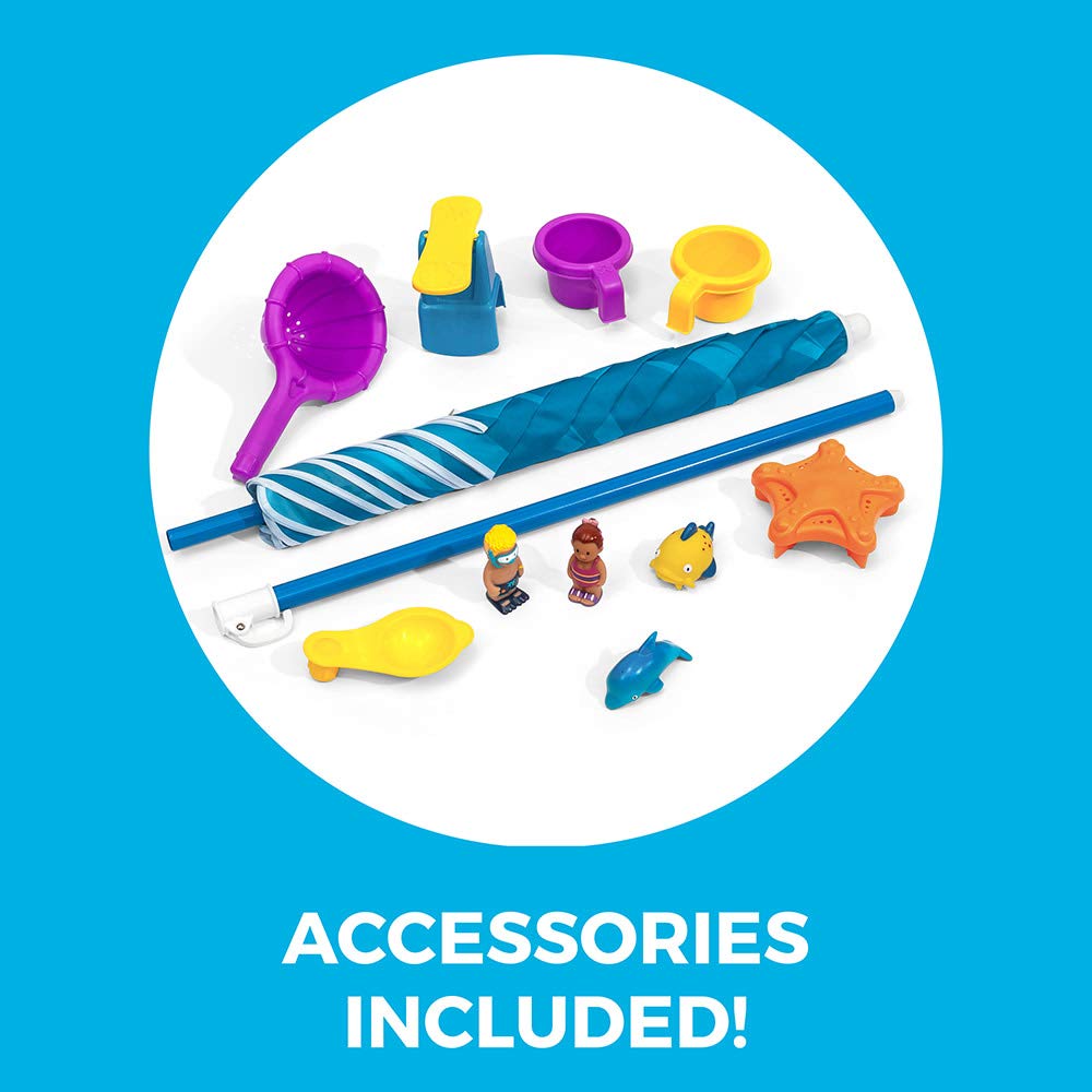 Step2 Spill & Splash Seaway Water Table - Kids Outdoor Water & Sand Sensory Play Set with Umbrella - 11-Piece Summer Activity Toy for Toddlers 1.5+ Years - Perfect for Backyard Fun, Sensory Development & Outdoor Playtime