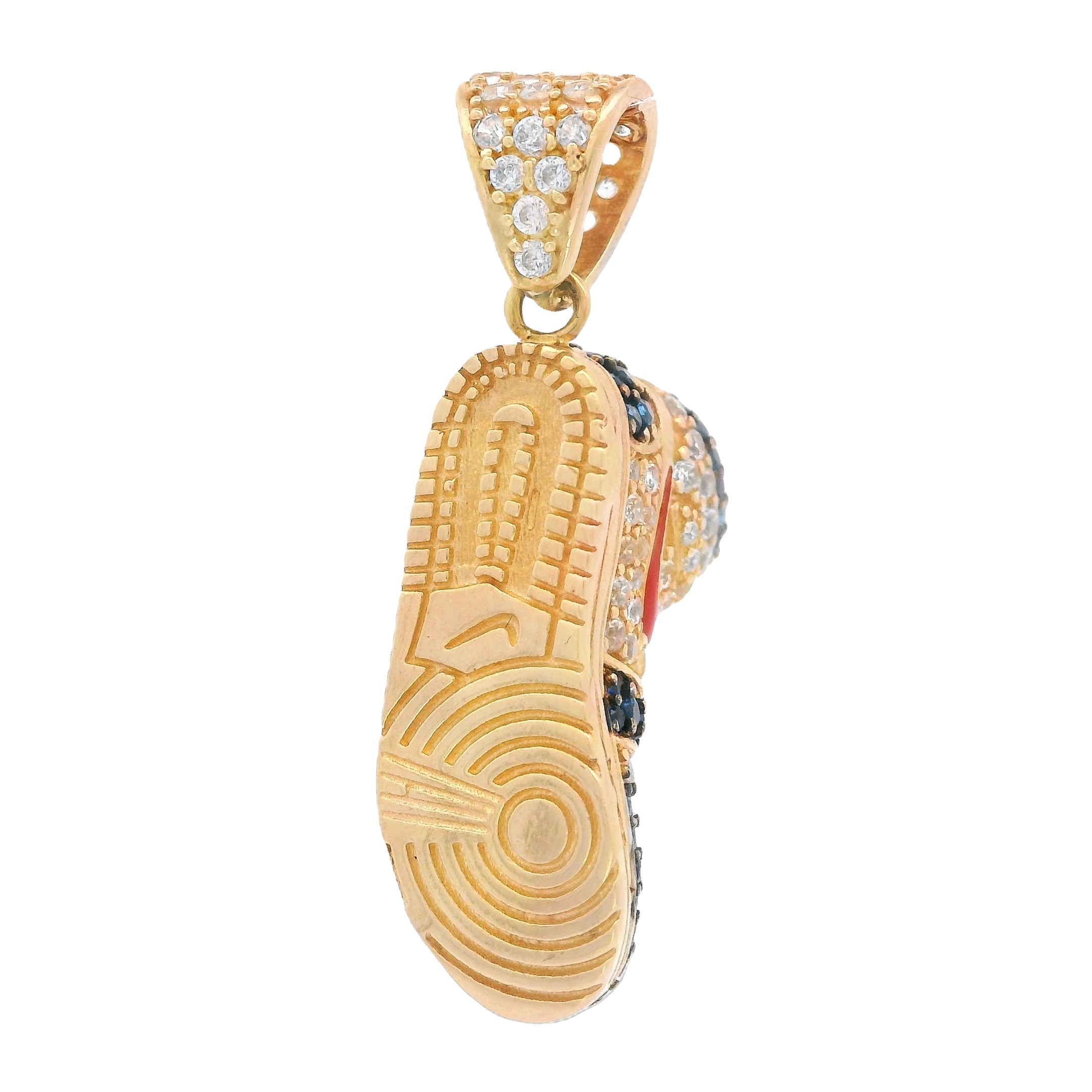 14K Gold CZ Air One Shoes Pendant Necklace - 1.2 Inch Sneaker Charm Jewelry for Men & Women - Perfect for Sneakerheads, Sports Fans & Fashion Gifts
