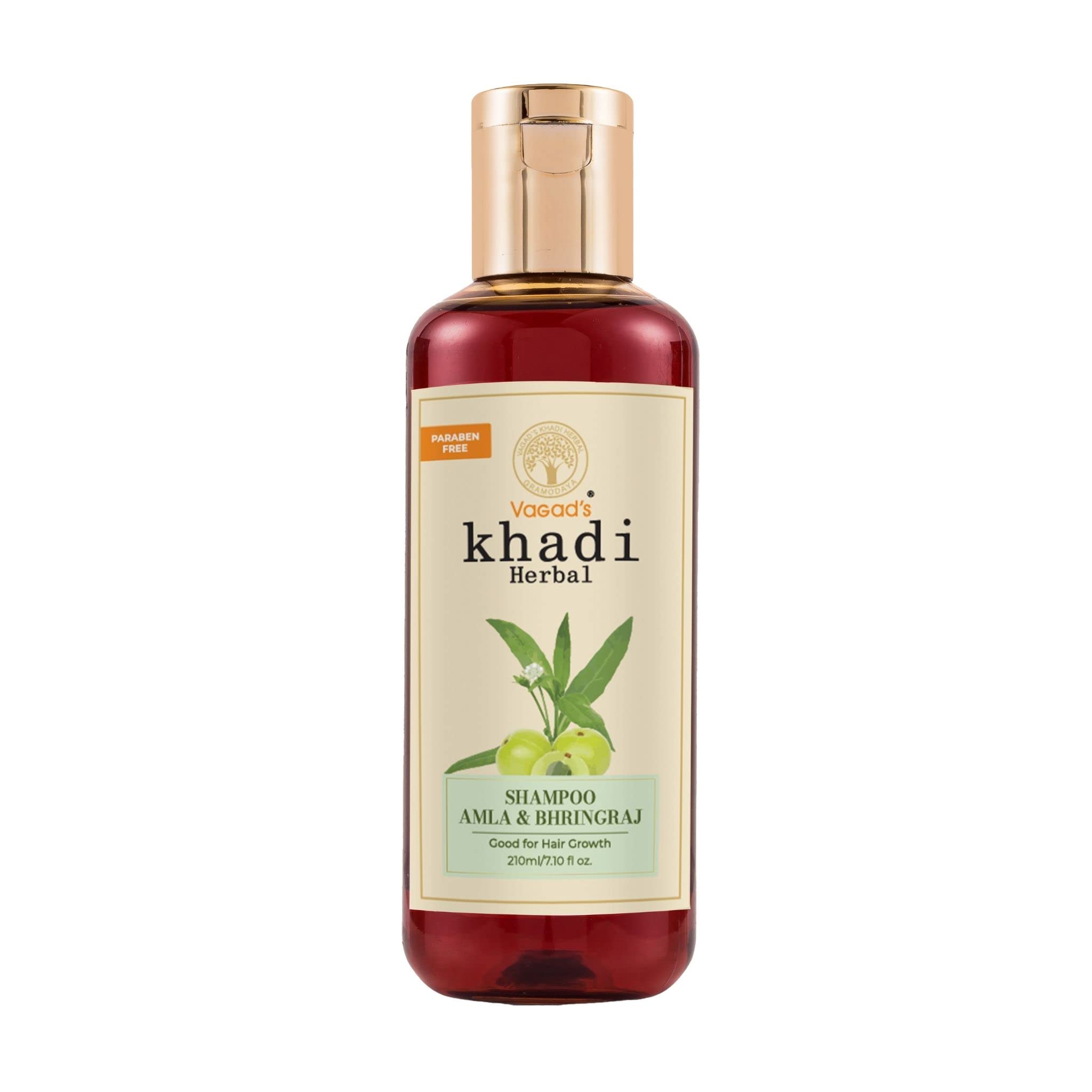 Vagad's Khadi Amla & Bhringraj Ayurvedic Herbal Shampoo for Hair Growth - 210ml | Natural Hair Care for Dry, Damaged Hair | Perfect for Daily Use & Scalp Nourishment