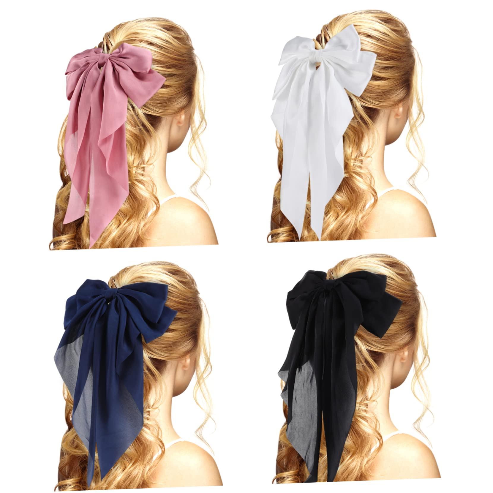 FOMIYES 4pcs Satin Bow Hair Clips for Women & Girls - Spring Hair Accessories, Toddler Barrettes, Red Hair Bows for Women, Girls Hair Decoration (Perfect for Weddings, Parties & Daily Styling)