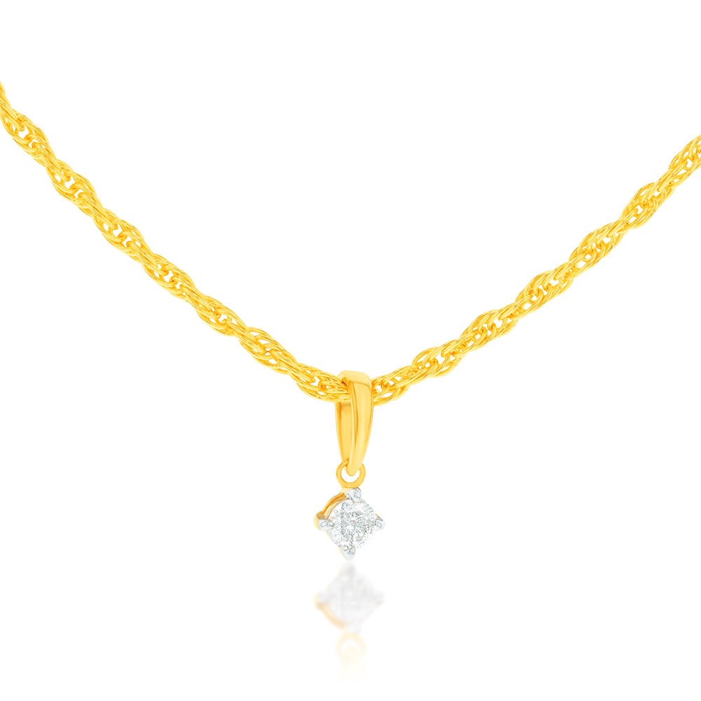 14K Gold Plated Sterling Silver 1/10 Carat Diamond Pendant Necklace with Adjustable 60cm Chain - Elegant Jewelry Gift for Women, Perfect for Weddings, Anniversaries & Special Occasions