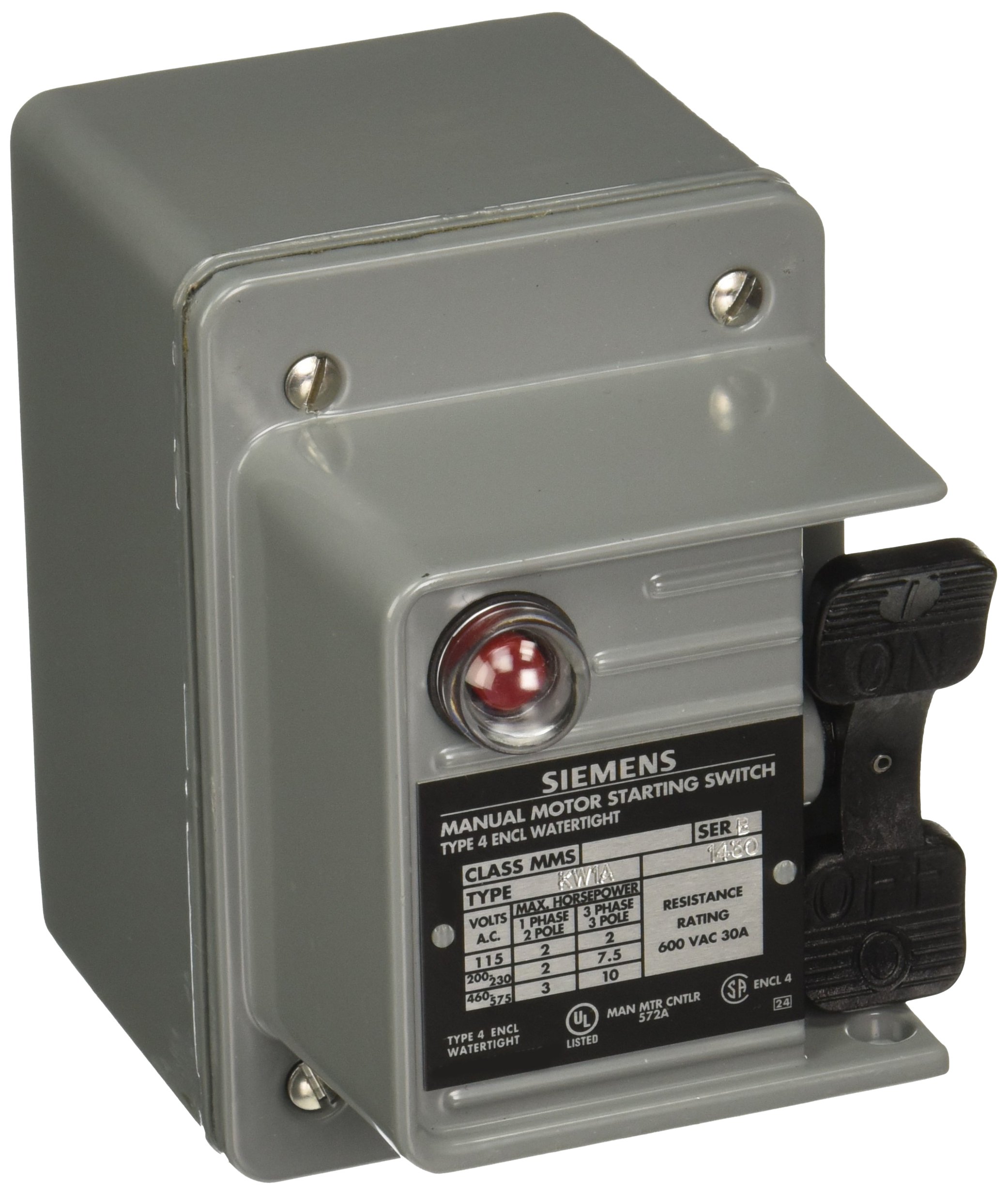 Fractional HP Switch - Single & 3 Phase NEMA 4 Waterproof Enclosure with Toggle Operator & Red Pilot Light (115VAC, 2 Pole) - Ideal for Industrial Machinery, HVAC Systems & Outdoor Electrical Equipment