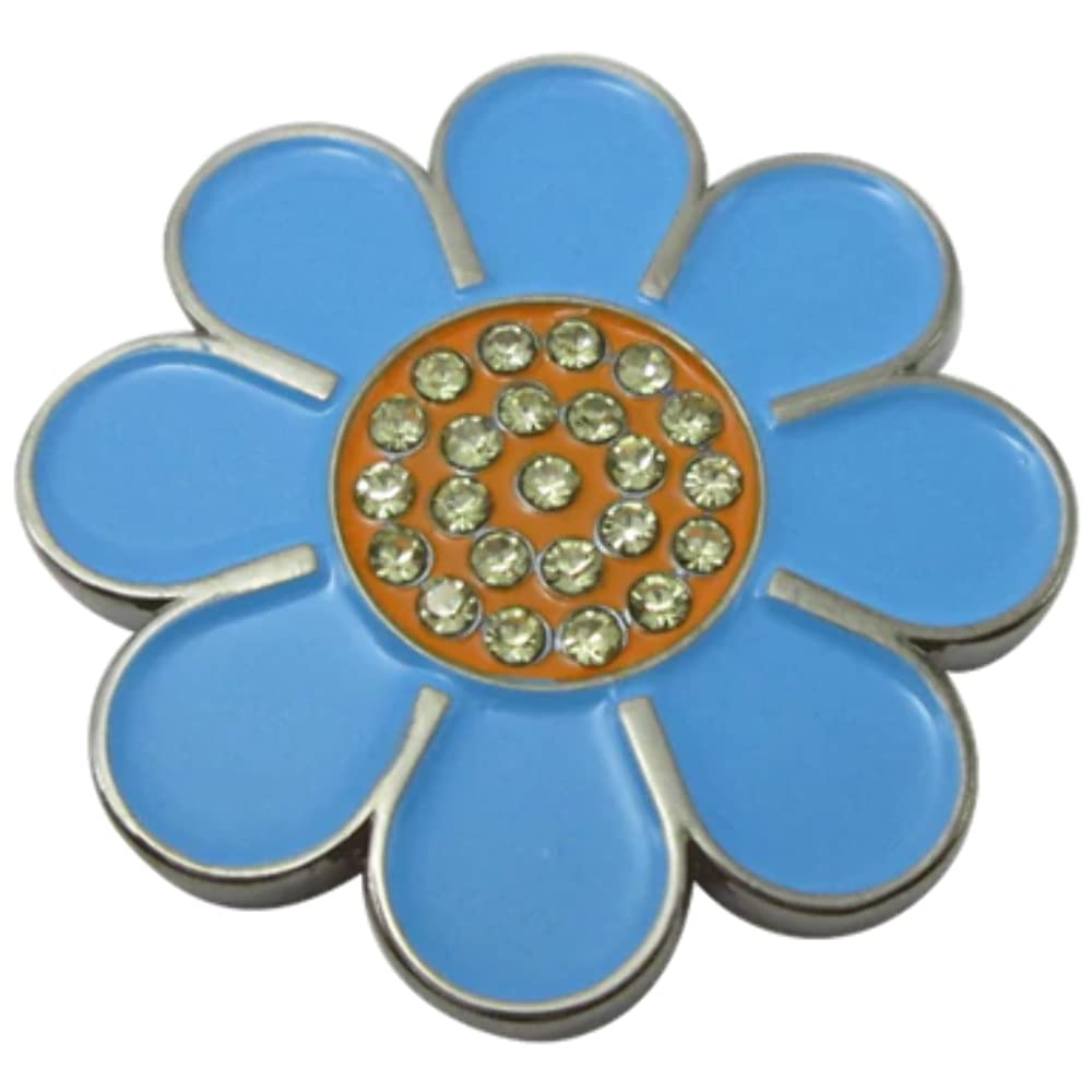 Hippie Flower Golf Ball Marker & Hat Clip - Blue & Orange for Golf Accessories