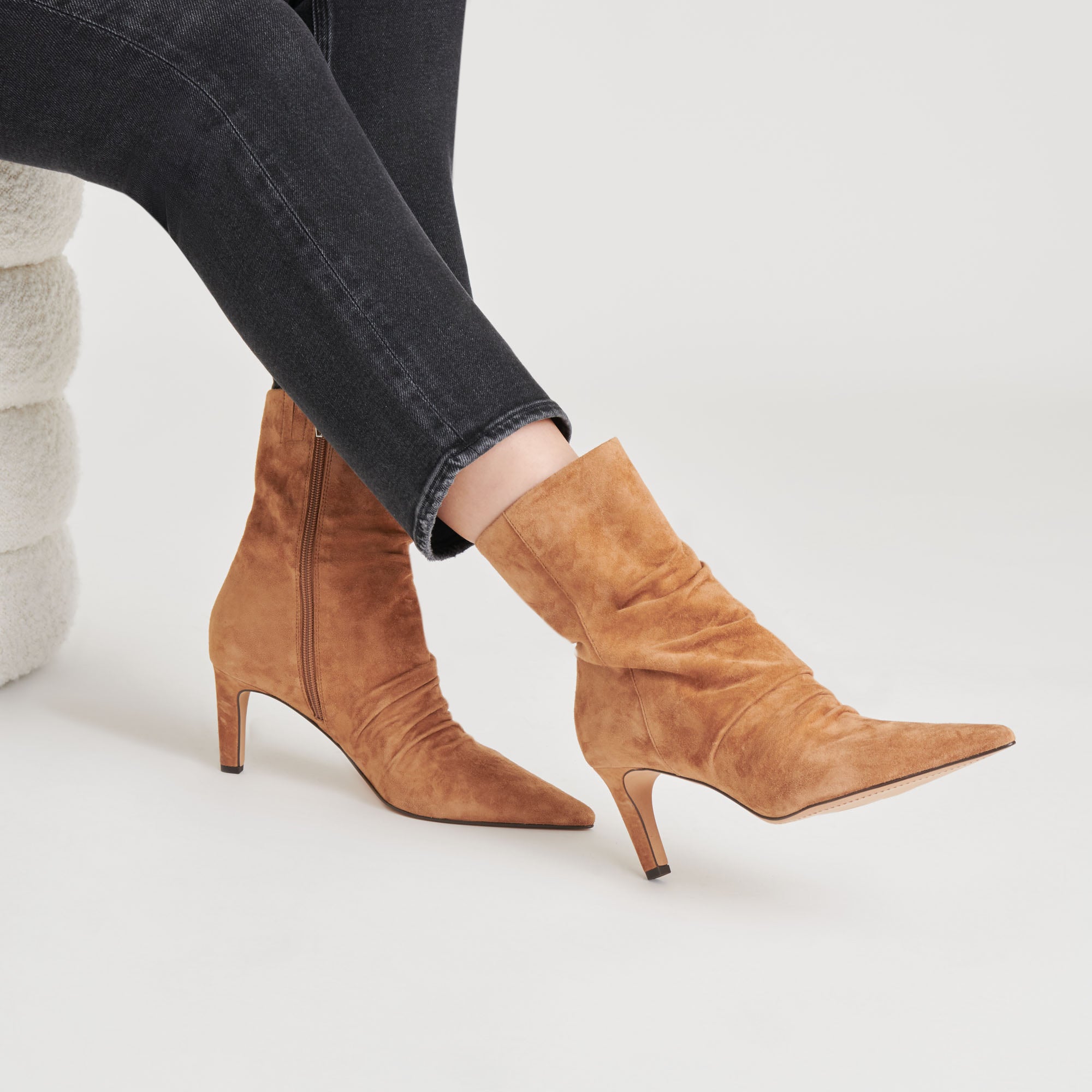 FERNLY Women's Pecan Suede Boots - Comfortable Ankle Booties for Fall & Winter | Casual, Office & Outdoor Wear
