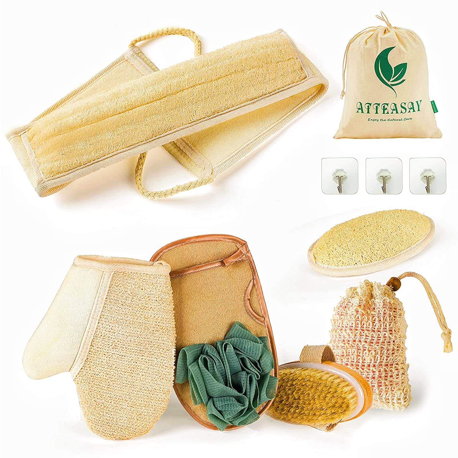 Organic Loofah Body Scrubber 6-Pack - Natural Exfoliating Bath Sponge for Shower & Spa - Deep Cleansing Back Scrubber for Smooth Skin - Perfect for Daily Exfoliation, Dead Skin Removal & Relaxing Bath Time