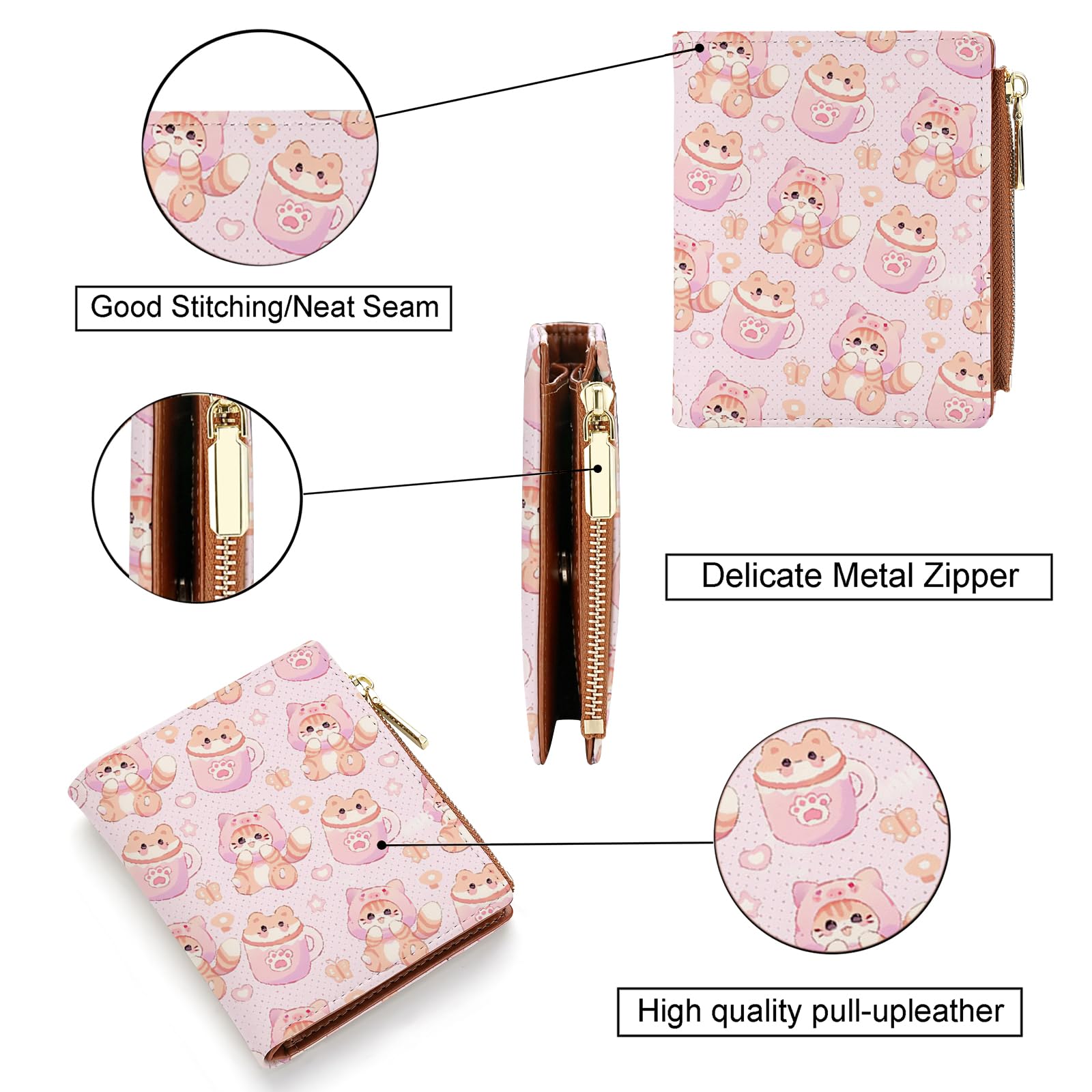 Cute Cat Leather Wallet for Women - Personalized Cat Lover Gift for Daughter & Granddaughter | Perfect for Everyday Use, Birthday & Holiday Gifts