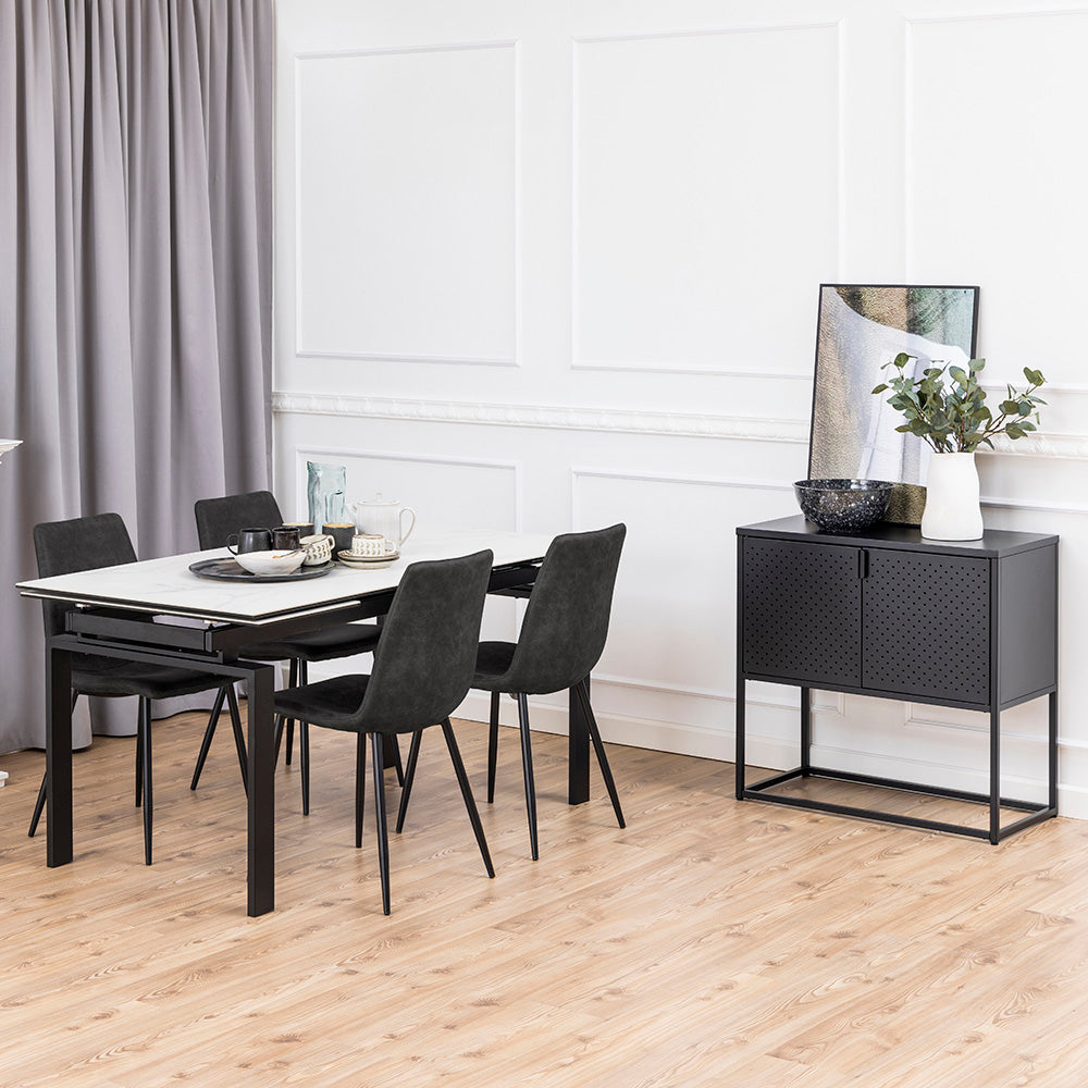 Modern Newton 2-Door Sideboard 82cm Black - Stylish Storage Cabinet for Living Room, Dining Room, or Entryway