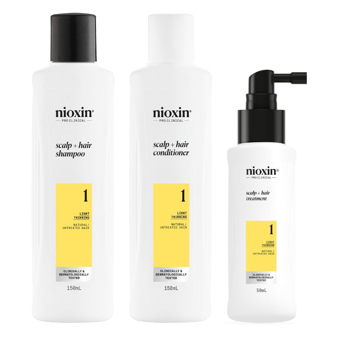 Nioxin Scalp & Hair Thickening System 1 Trial Kit - Hair Growth Treatment for Thinning Hair - Perfect for Men & Women at Home or Salon Use