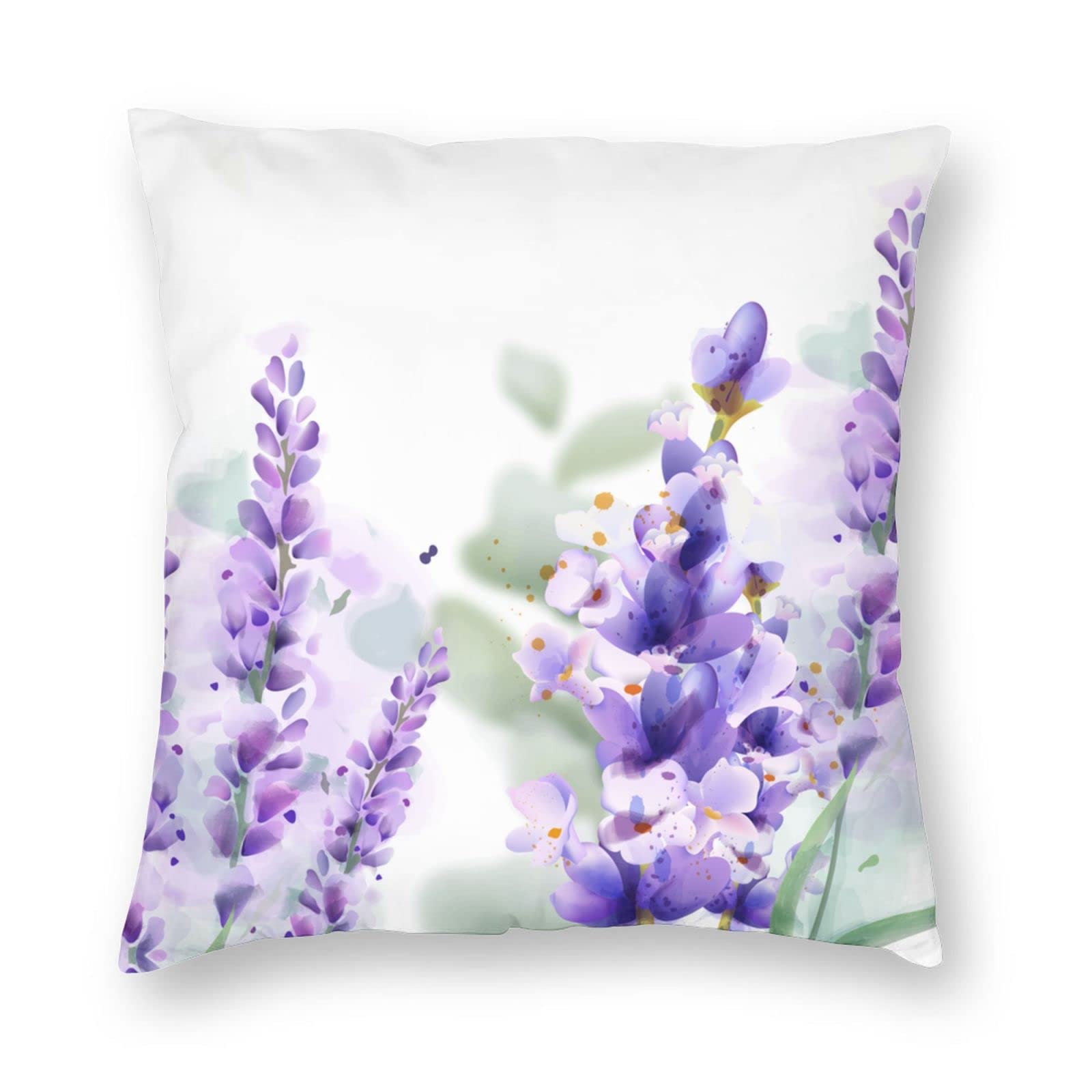Perinsto Lavender Flowers Decorative Throw Pillow Covers - Soft Square Cushion Covers 20x20 Inch for Sofa, Couch & Bed - Home Decor Accent Pillow Cases for Living Room, Bedroom & Nursery
