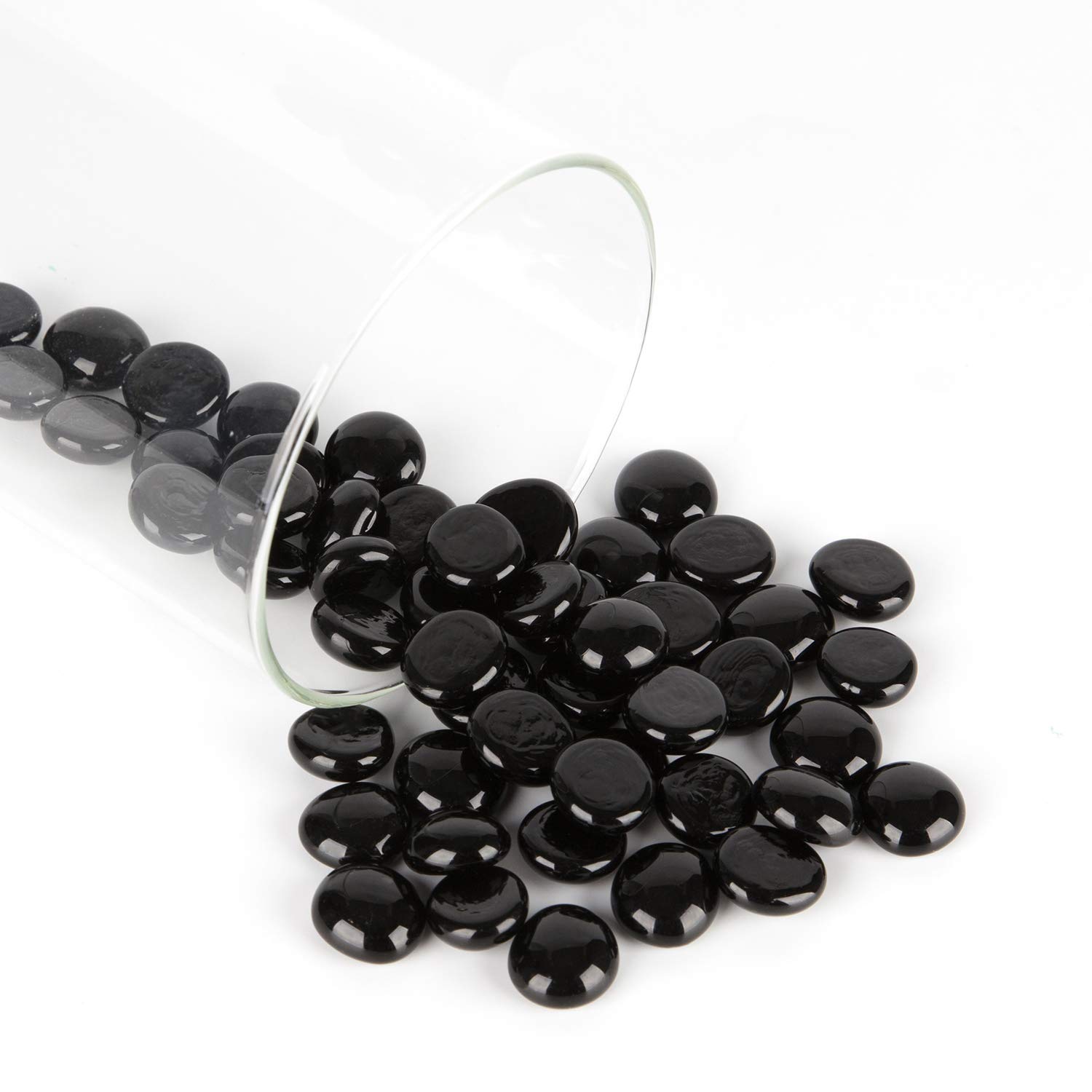 Premium WGV Flat Glass Marbles & Pebbles - 20 lbs (2000 pcs) Black Crystal Rocks for Vase Fillers, Wedding Centerpieces, Home Decor, Aquariums & DIY Craft Projects
